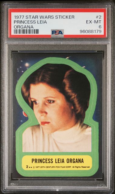 1977 STAR WARS STICKERS #2 PRINCESS LEIA ORGANA PSA 6 EX-NM