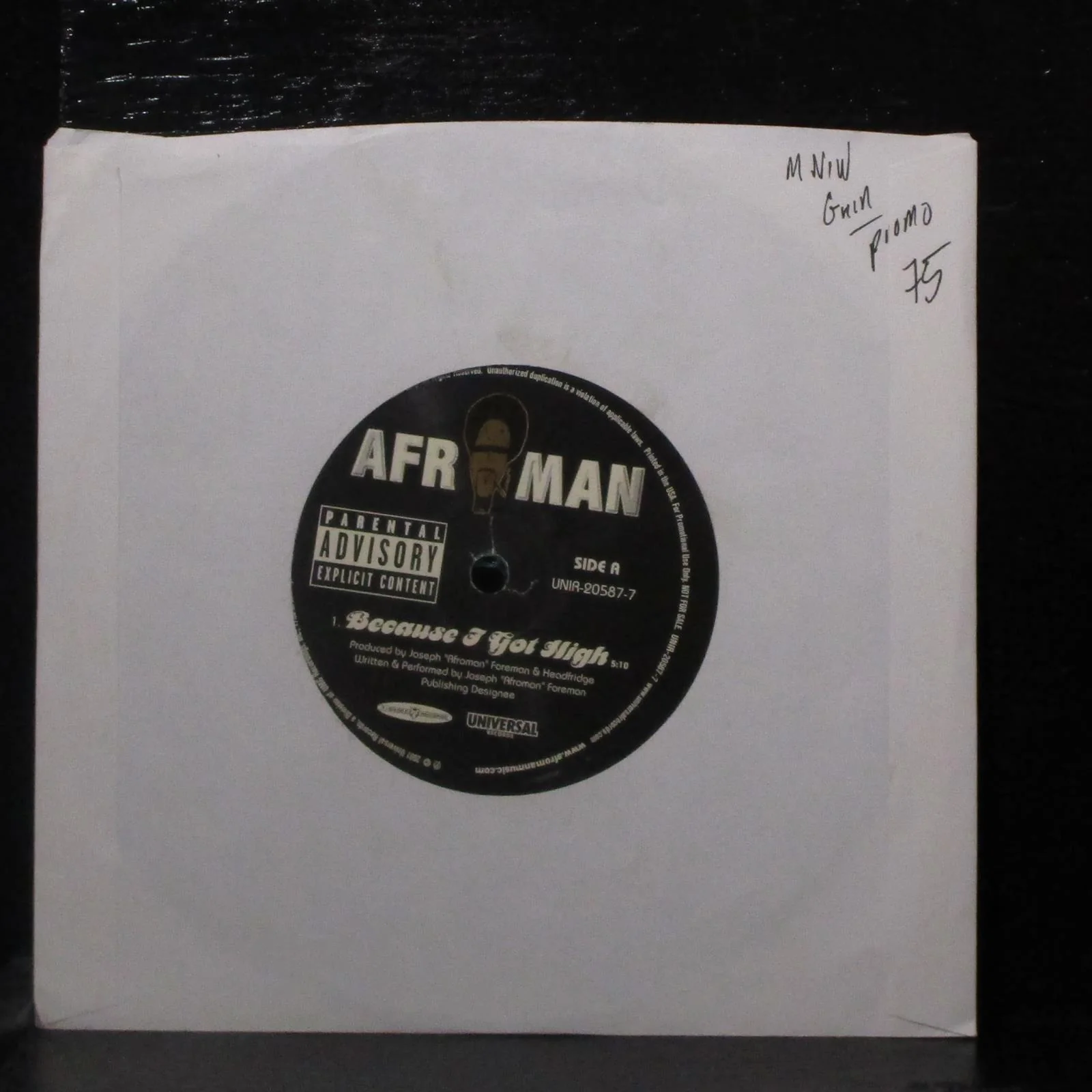 Afroman - Because I Got High / Mississippi 7" Mint- New Promo Green Vinyl 45