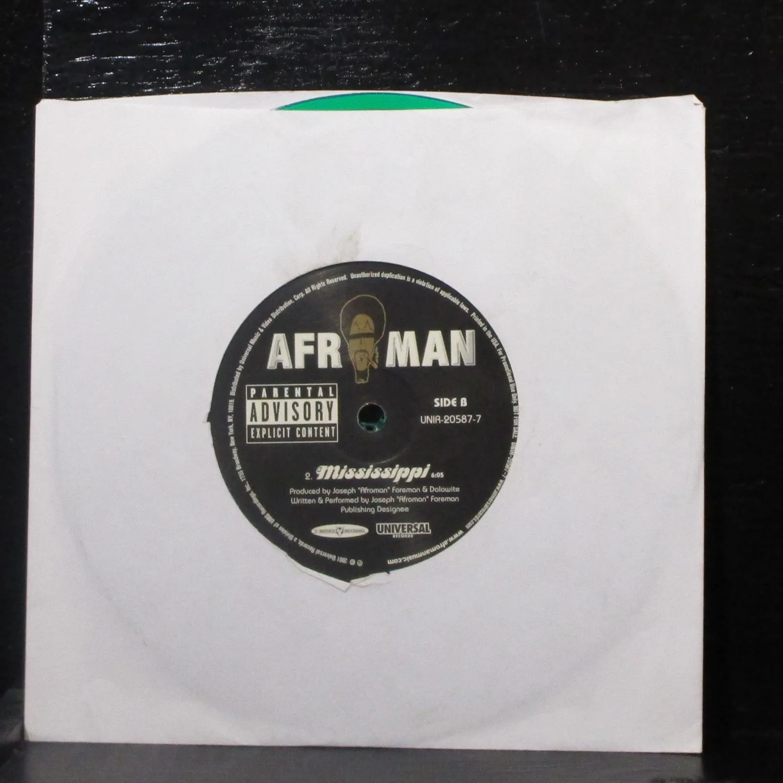 Afroman - Because I Got High / Mississippi 7" Mint- New Promo Green Vinyl 45 - Image 2