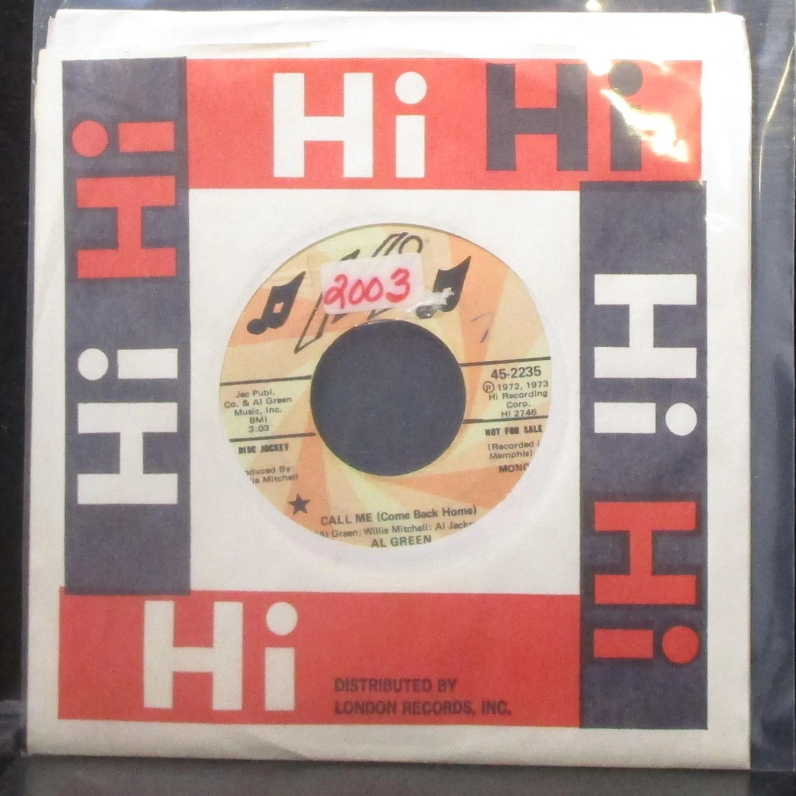 Al Green - Call Me (Come Back Home) 7" VG Promo Vinyl 45 Hi 45-2235 USA 1973