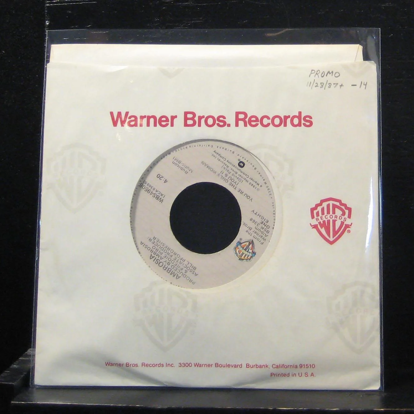 Ambrosia - You're The Only Woman (You &I) 7" VG+ WBS48508 Vinyl 45 - Image 2