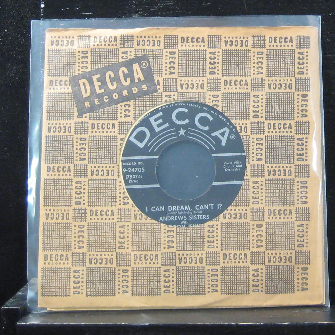 Andrews Sisters - I Can Dream Cant I? 7" VG+ 9-24705 Vinyl 45 Decca
