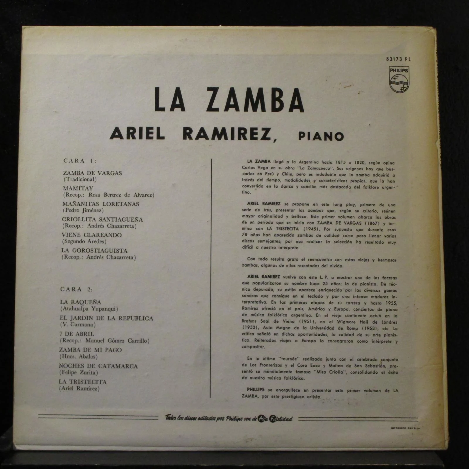 Ariel Ramirez - La Zamba LP Mint- 82173 PL Mono Argentina Vinyl Record - Image 2
