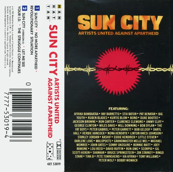Artists United Against Apartheid - Sun City - VG+ Cassette 1985 Manhattan Records Tape - Pop / Rock