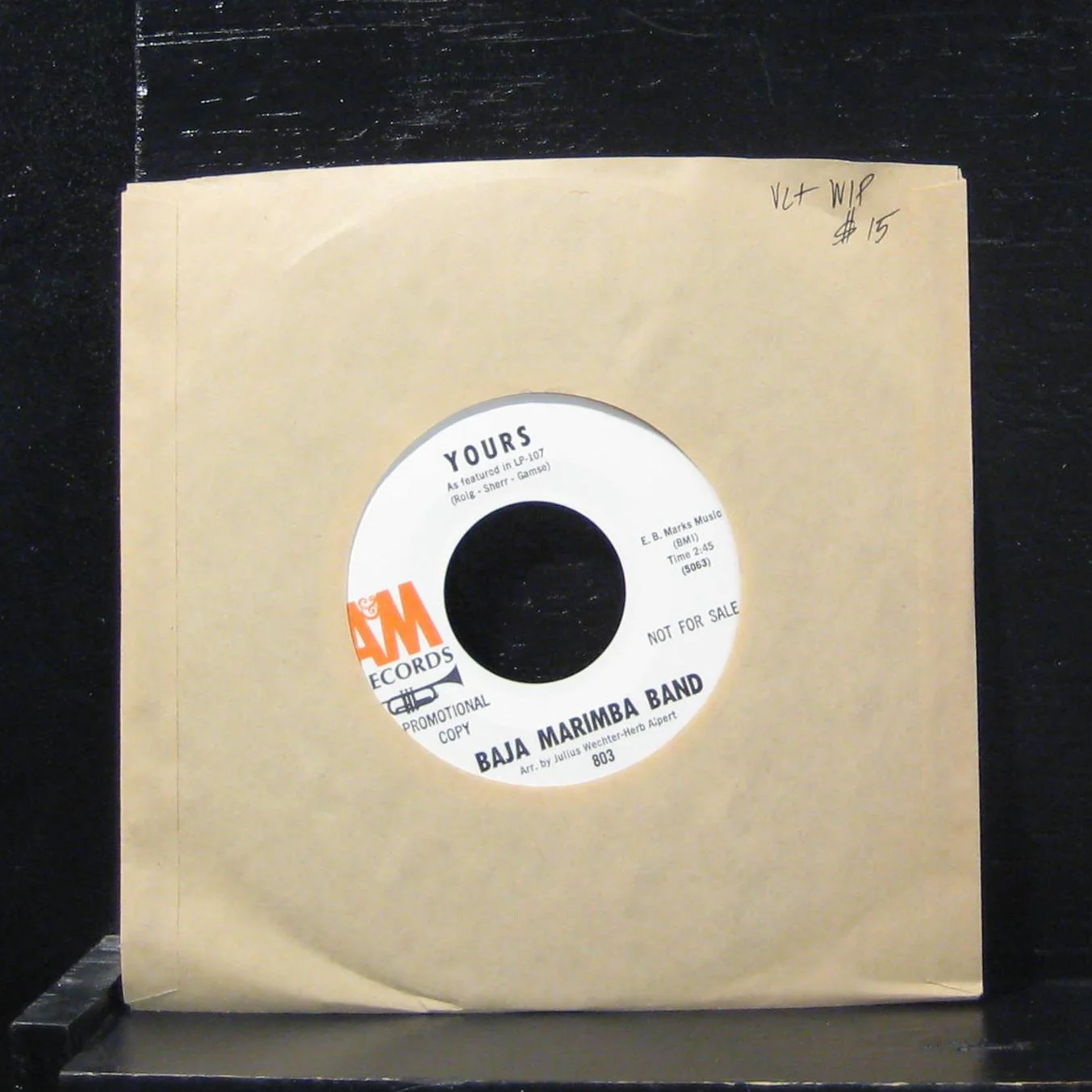 Baja Marimba Band - Yours / Last Of The Red Hot Llamas 7" VG+ 803 Promo Vinyl 45 - Image 2