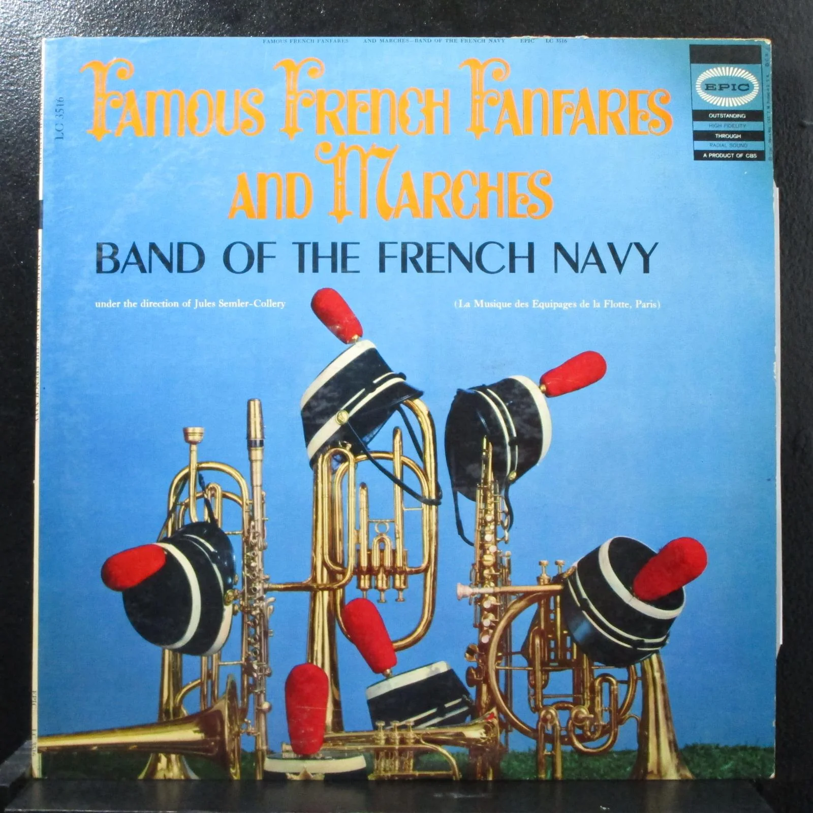 Band Of The French Navy - Famous French Fanfares VG+ Mono LP Epic LC 3516