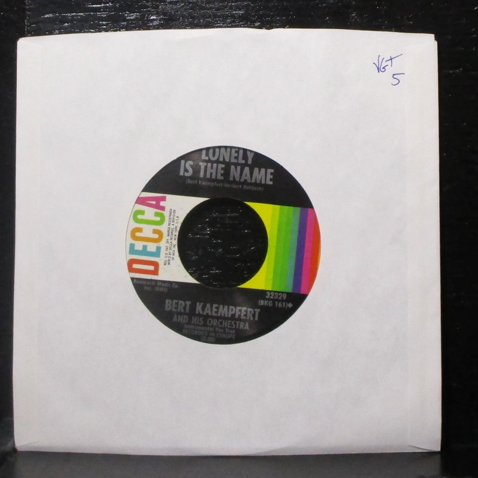 Bert Kaempfert - Mister Sandman / Lonely Is The Name 7" VG+ Vinyl 45 Decca 1968