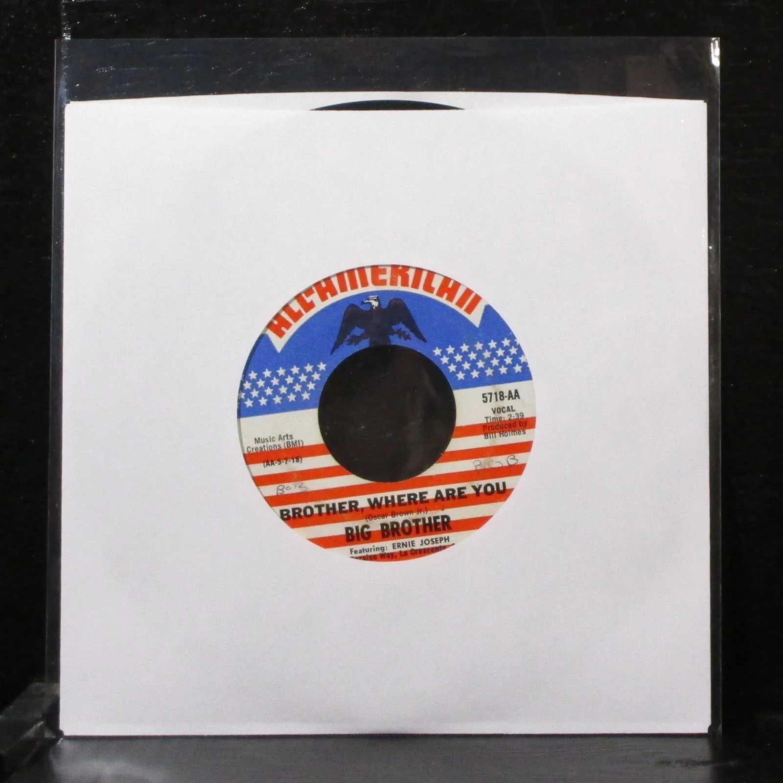 Big Brother - ESP / Brother Where Are You 7" VG+ Vinyl 45 All-American 5718 1970 - Image 2