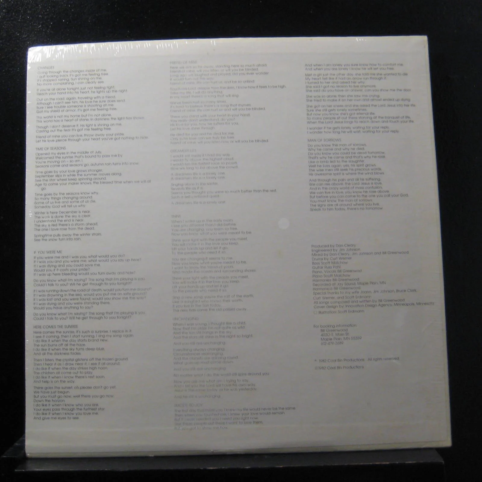 Bill Greenwood - Time Of Seasons LP New Sealed E-850 Coal Bin 1982 Vinyl Record - Image 2