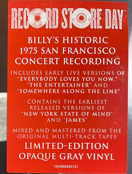 Billy Joel - Live At The Great American Music Hall, 1975 - New LP Record Store Day 2023 Columbia RSD Opaque Gray Vinyl - Classic Rock - Image 3
