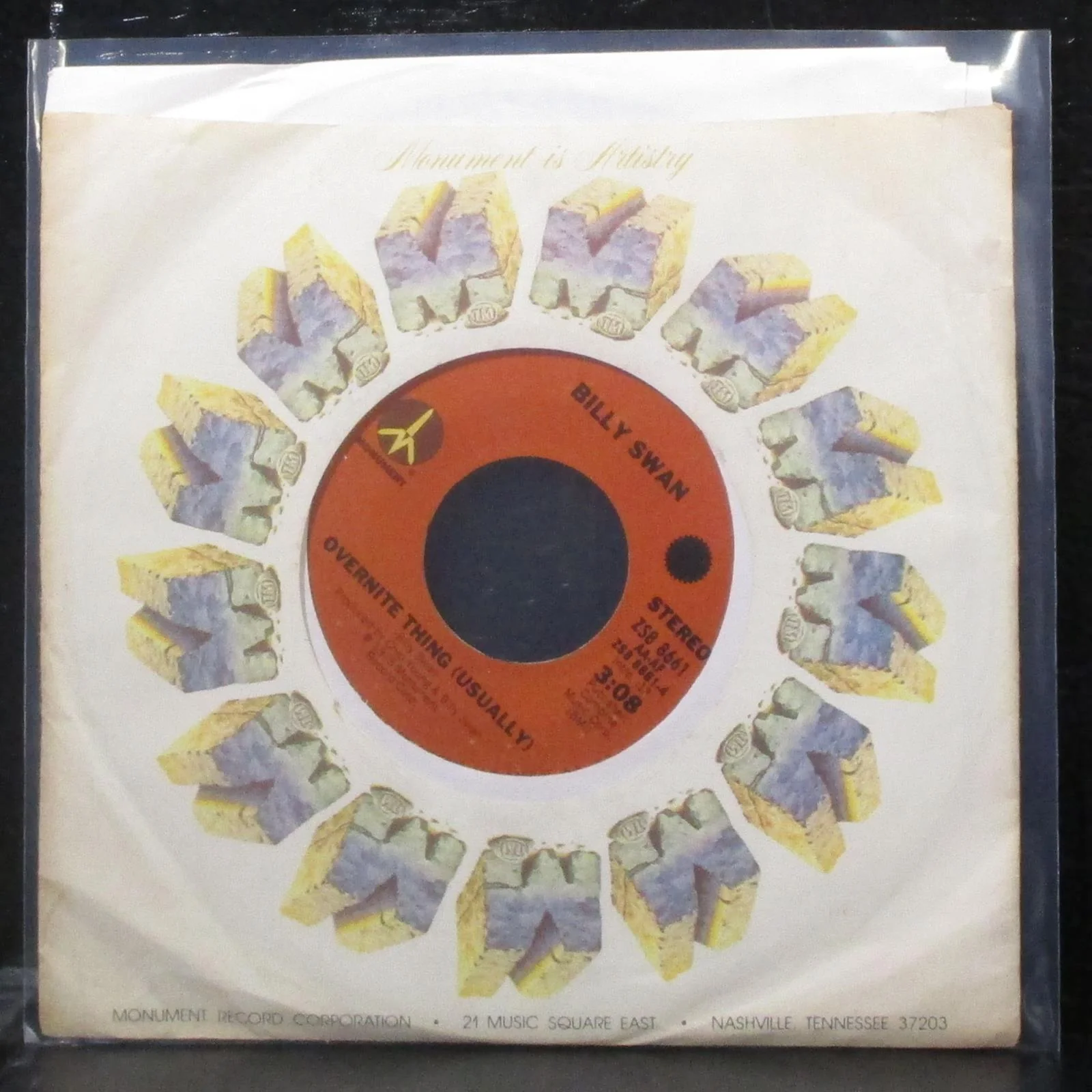 Billy Swan - Everything's The Same / Overnite Thing 7" Mint- Vinyl 45 Monument - Image 2