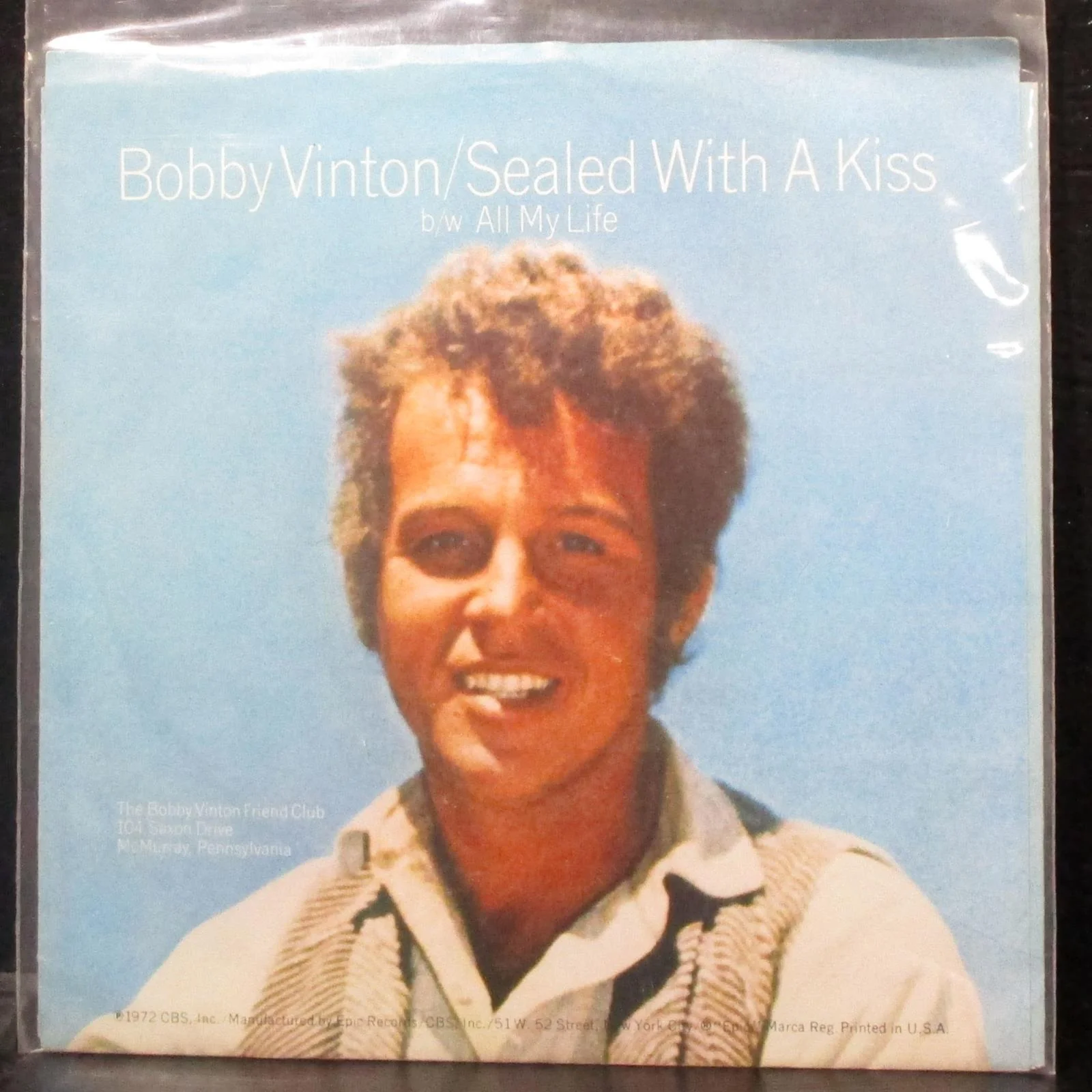 Bobby Vinton - Sealed With A Kiss / All My Life 7" VG+ Vinyl 45 Epic 5-10861 USA