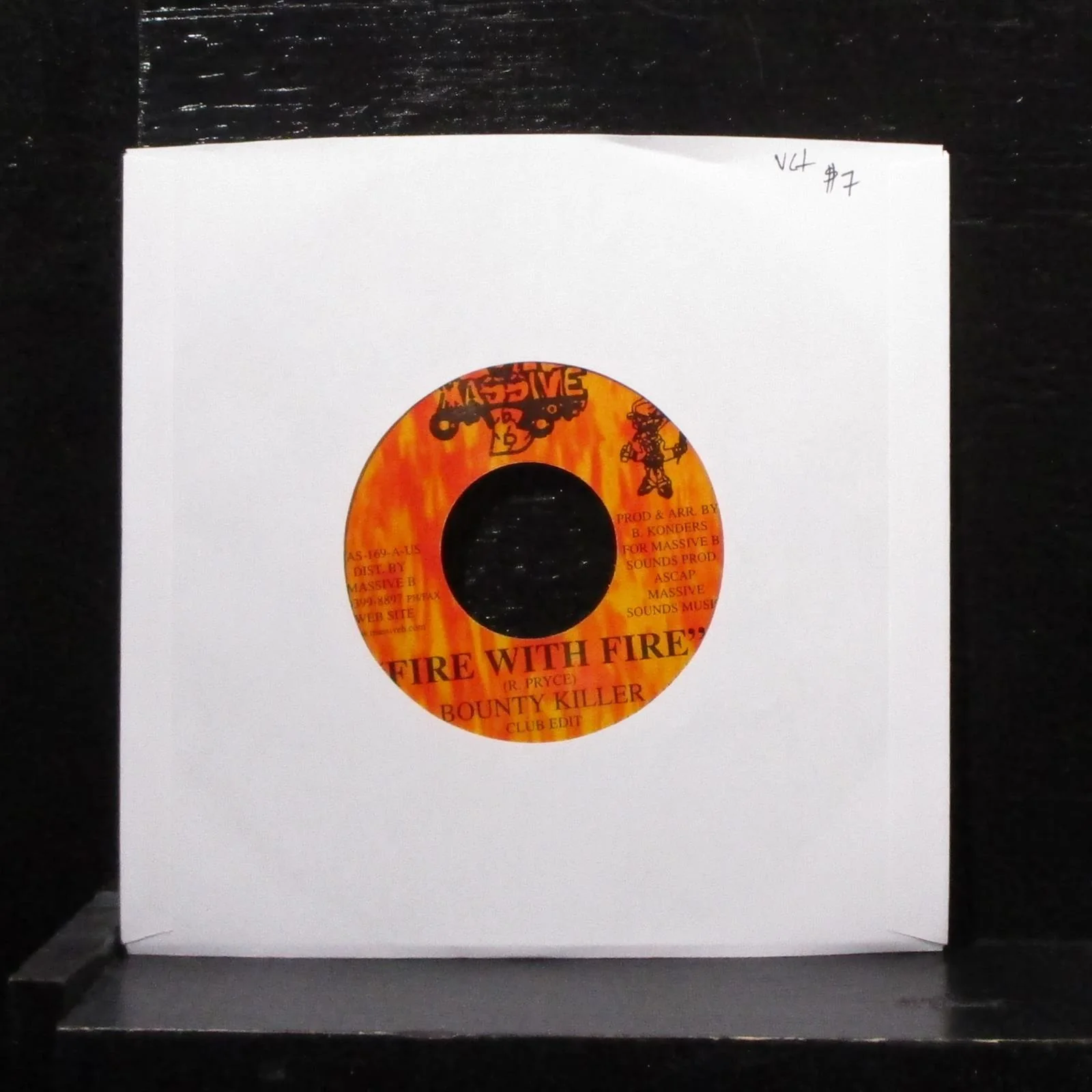 Bounty Killer - Fire With Fire 7" VG+ Vinyl 45 Massive B MAS-169 USA 2000