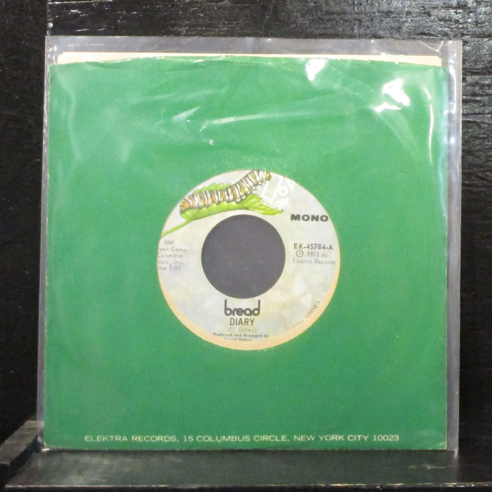 Bread Diary VG+ 7" Vinyl 45 Elektra EK-45784 Pop Rock 1972 Mono