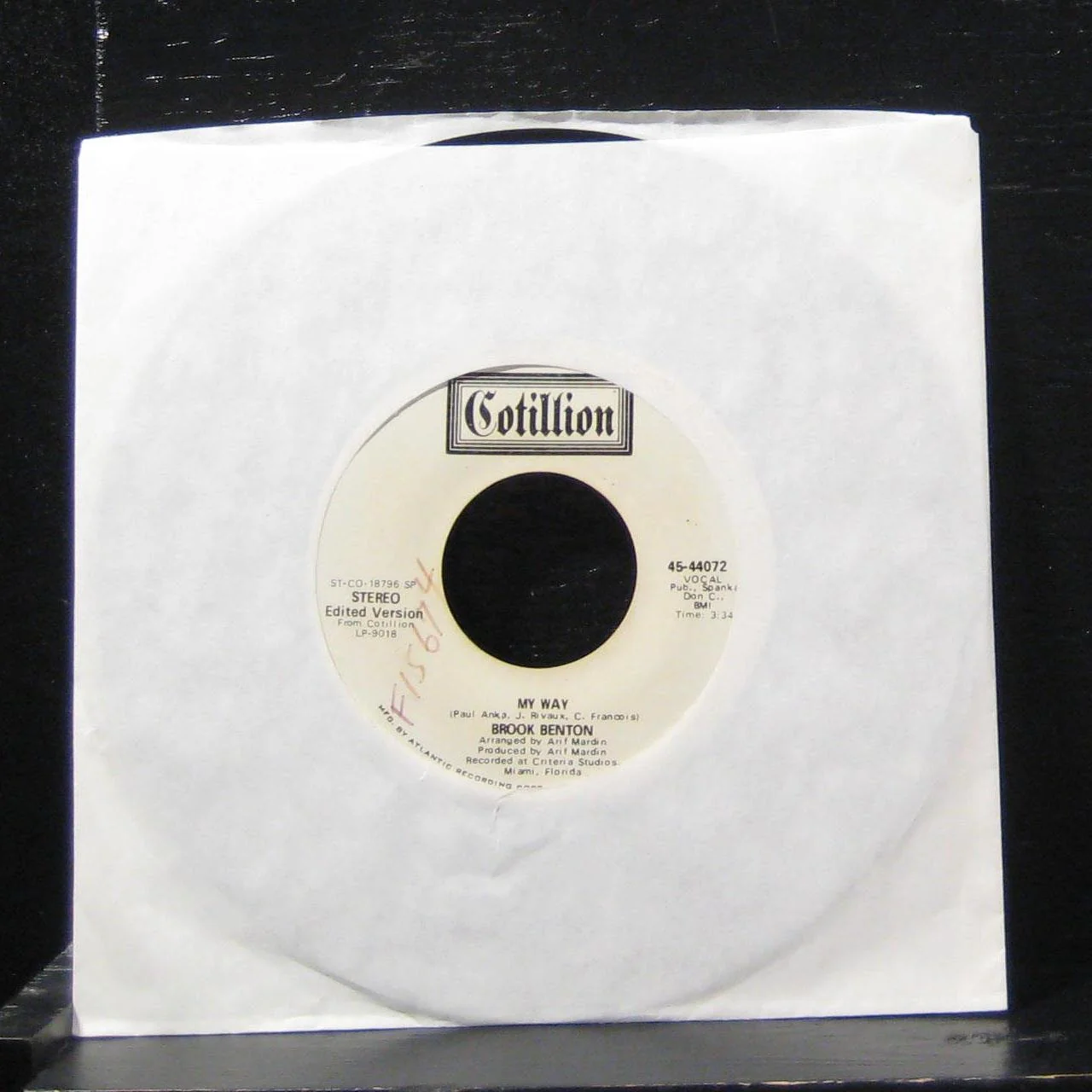 Brook Benton - My Way / My Way 7" VG+ 45-44072 Vinyl 45 Promo - Image 2