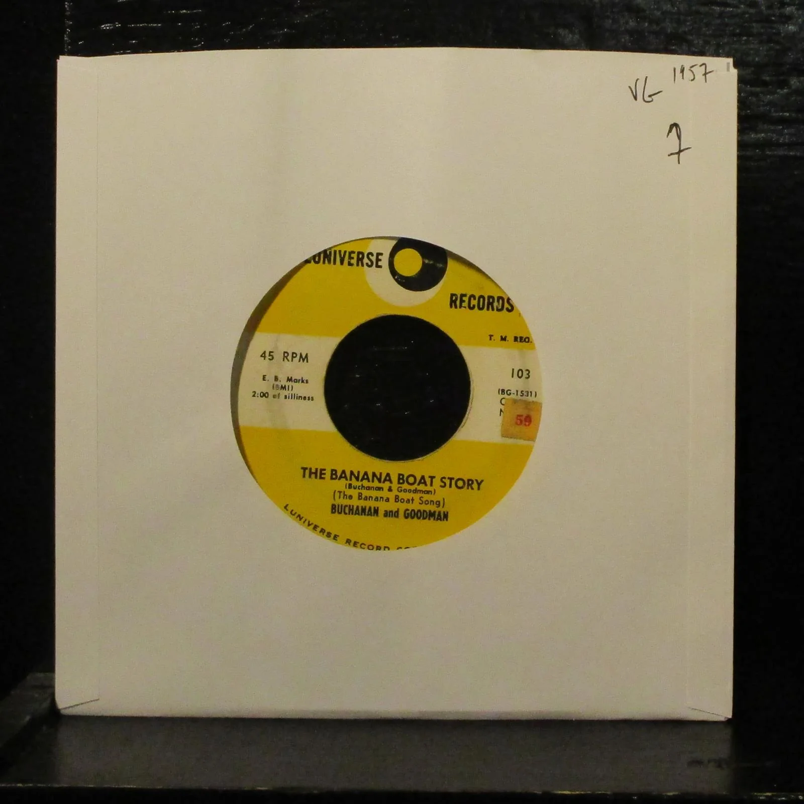 Buchanan And Goodman The Banana Boat Story VG 7" Vinyl 45 Luniverse 103 Comedy