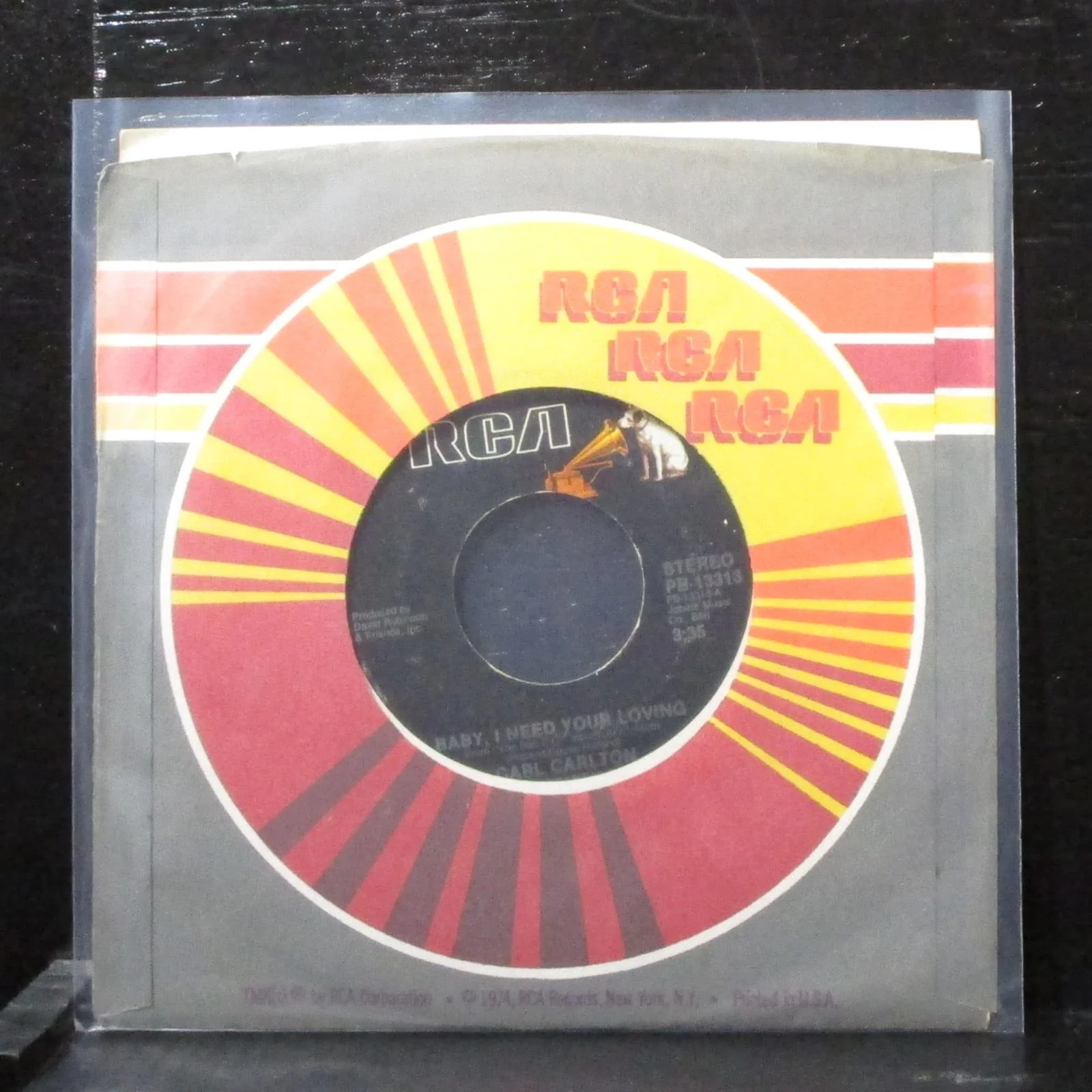 Carl Carlton - Baby I Need Your Loving 7" VG+ Vinyl 45 RCA PB-13313 USA 1982