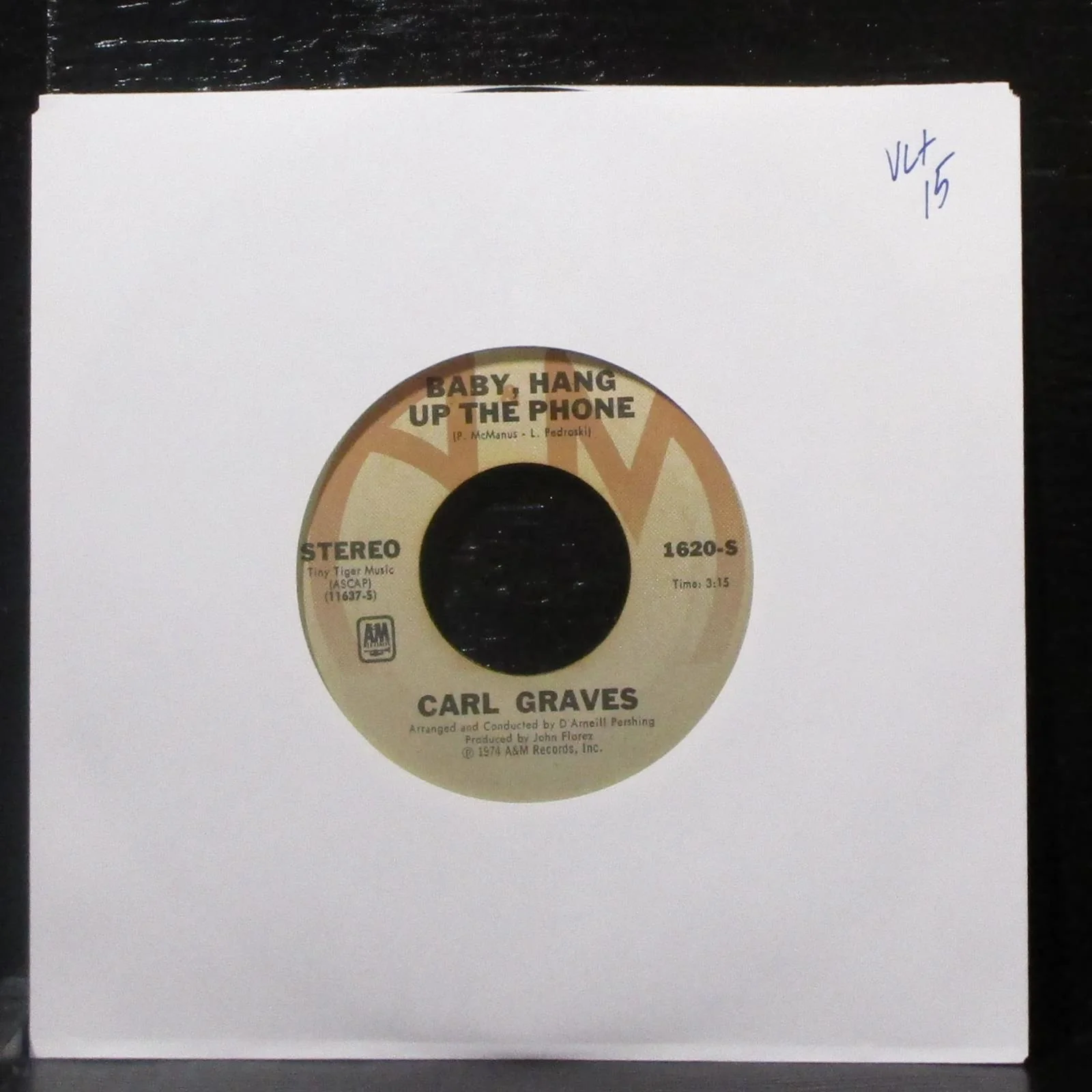 Carl Graves - Baby Hang Up The Phone / Walk Softly 7" VG+ Vinyl 45 A&M 1620-S