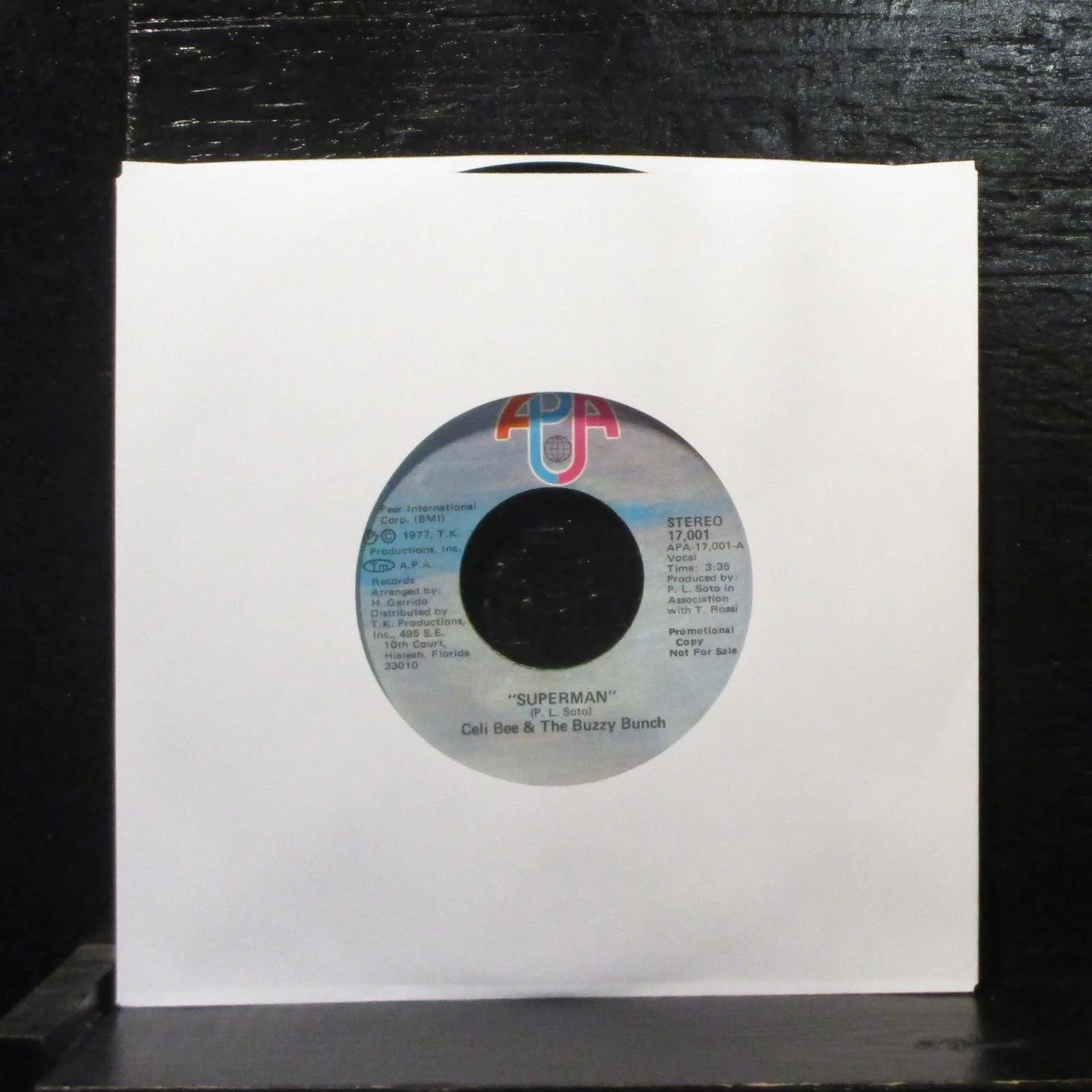 Celi Bee & The Buzzy Bunch  Superman Mint- 7" Vinyl 45 APA 17001 Disco 1977 - Image 2