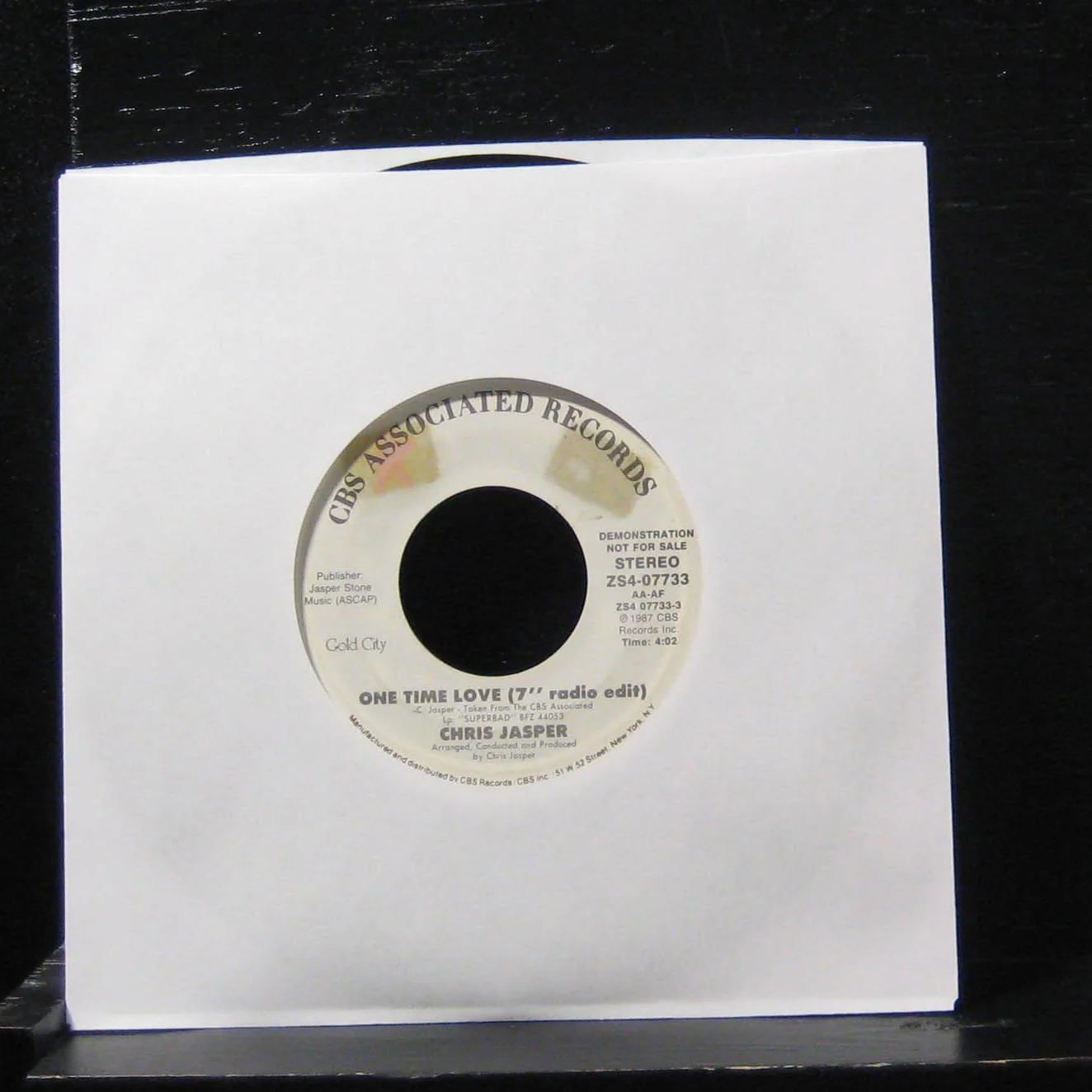 Chris Jasper - One Time Love / One Time Love 7" VG+ ZS4-07733 Vinyl 45 Promo - Image 2
