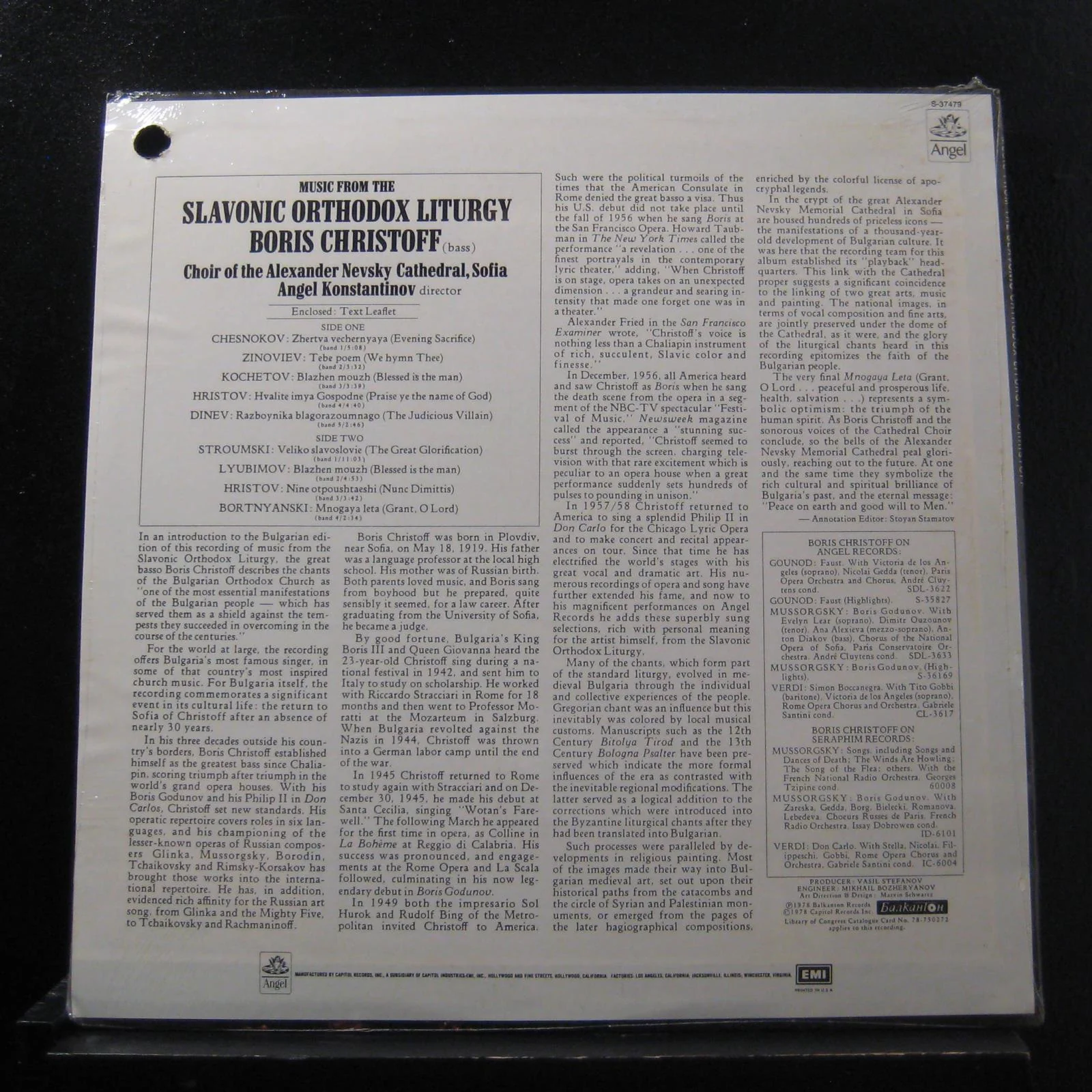 Christoff, Sofia, Konstantinov - Slavonic Orthodox Liturgy LP New Sealed S-37479 - Image 2