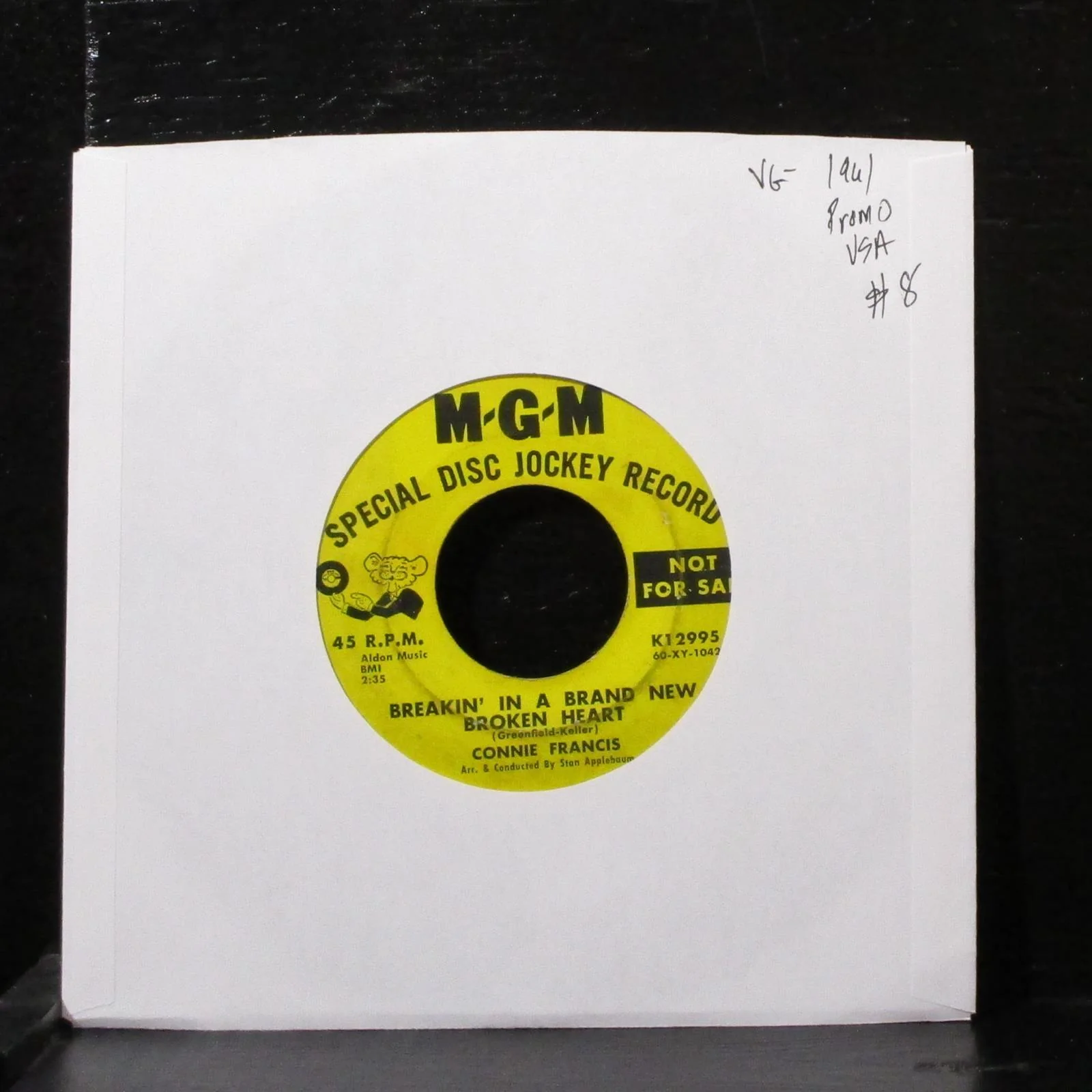 Connie Francis - Breakin' In A Brand New Broken Heart 7" VG- Promo Vinyl K12995