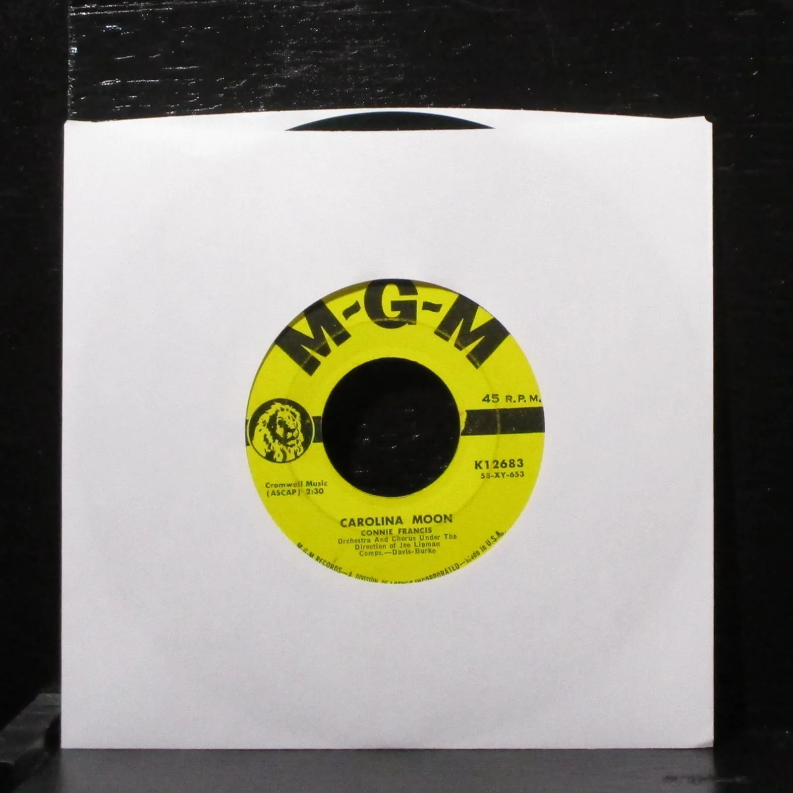 Connie Francis - Stupid Cupid / Carolina Moon 7" VG Vinyl 45 MGM K12683 USA 1958 - Image 2