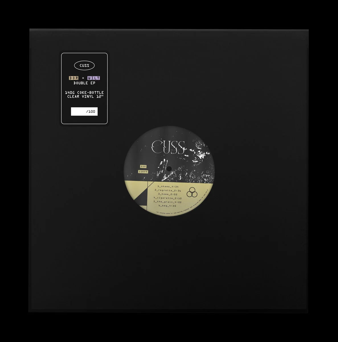 Cuss - DOR + WILT - New LP Record 2024 Self Released Coke Bottle Clear Vinyl & Zine - Chicago Rock / Grunge