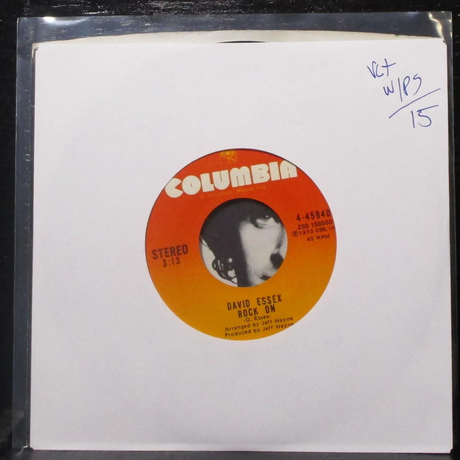 David Essex - Rock On / On And On 7" VG+ Vinyl 45 Columbia 4-45940 USA 1973 - Image 2