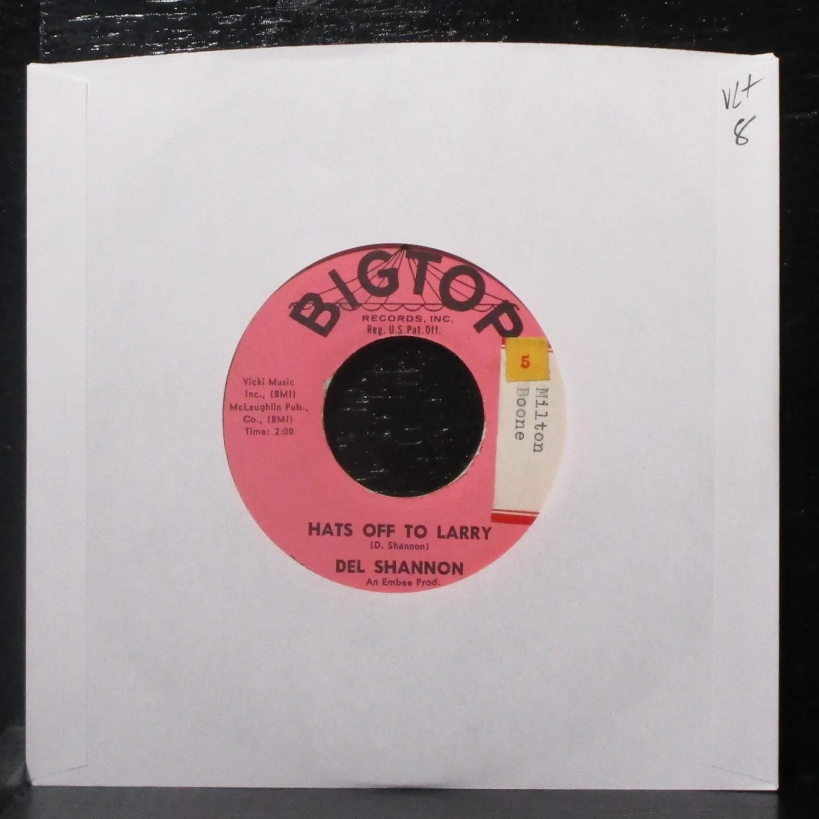 Del Shannon - Hats Off To Larry / Don't Gild The Lily, Lily 7" VG+ Vinyl 45-3075