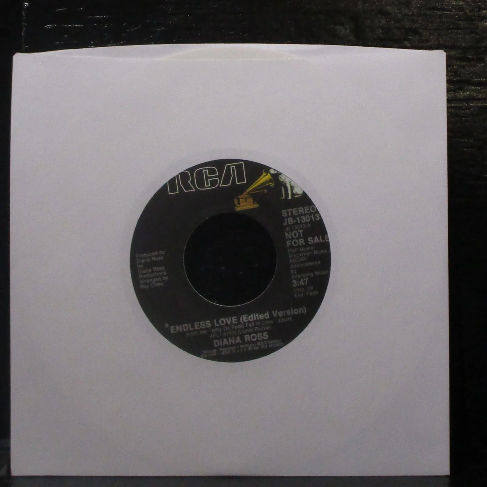 Diana Ross - Endless Love 7" VG+ JB-13013 Promo White Vinyl 45 RCA USA 1981 - Image 2