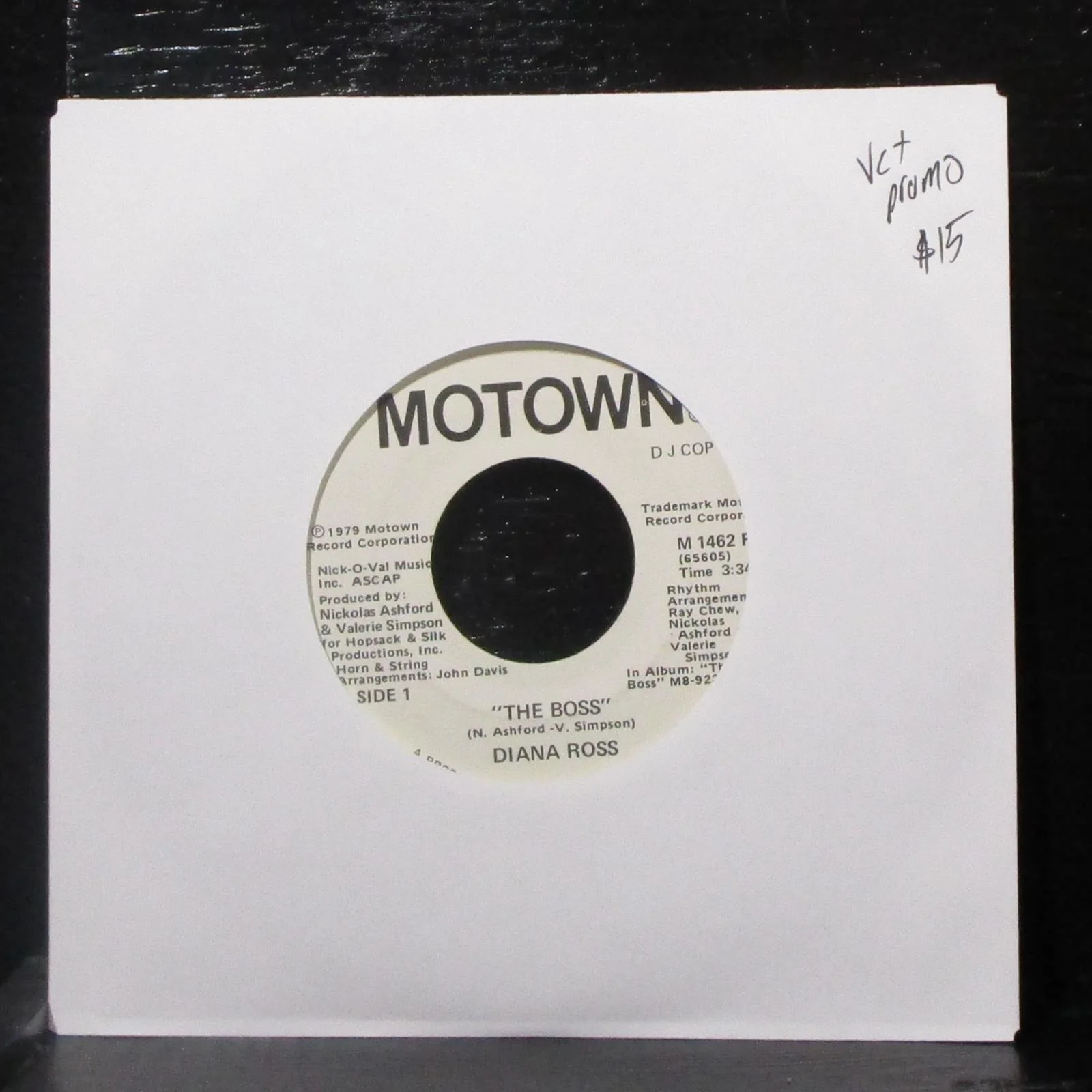 Diana Ross - The Boss 7" VG+ Promo Vinyl 45 Motown M 1462 F USA 1979