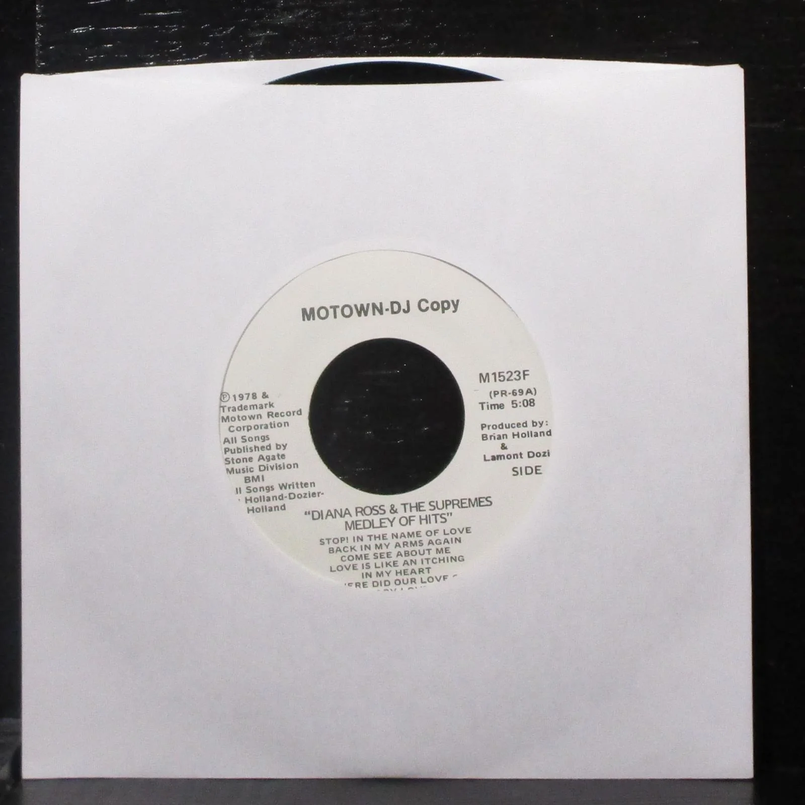 Diana Ross & The Supremes - Medley Of Hits 7" Mint- Promo Vinyl 45 Motown M1523F - Image 2