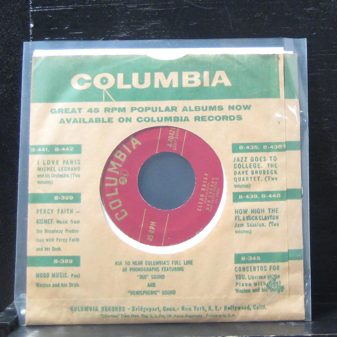 Don Cherry - Tell It To Me Again / Clean Break 7" VG+ 4-40421 Vinyl 45 - Image 2