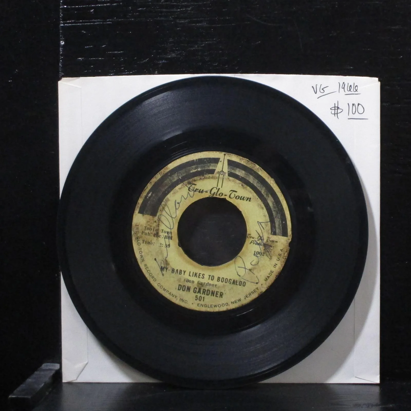 Don Gardner  My Baby Likes To Boogaloo 7" Vinyl 45 Tru-Glo-Town-501 Soul 1966