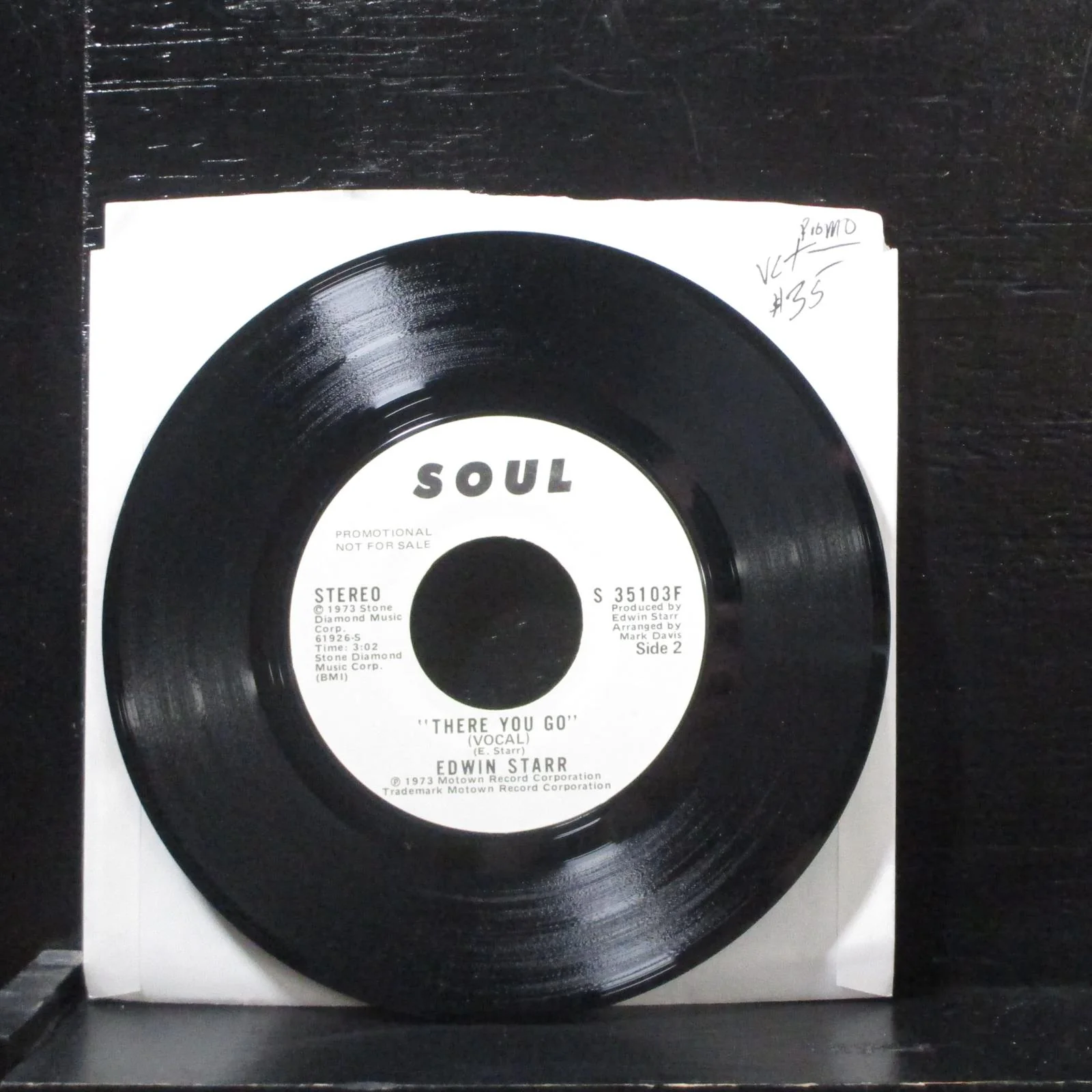 Edwin Starr  There You Go VG+ Promo 7" Vinyl 45 Soul-S 35103F Funk, Soul 1973 - Image 2