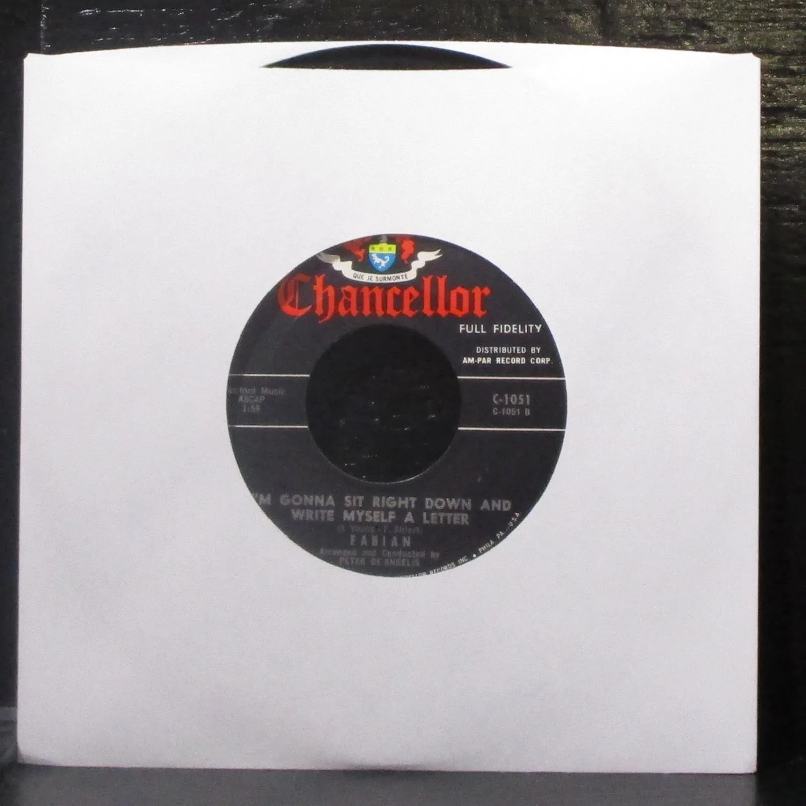 Fabian - Strollin' In The Springtime 7" Mint- Vinyl 45 Chancellor C-1051 USA - Image 2