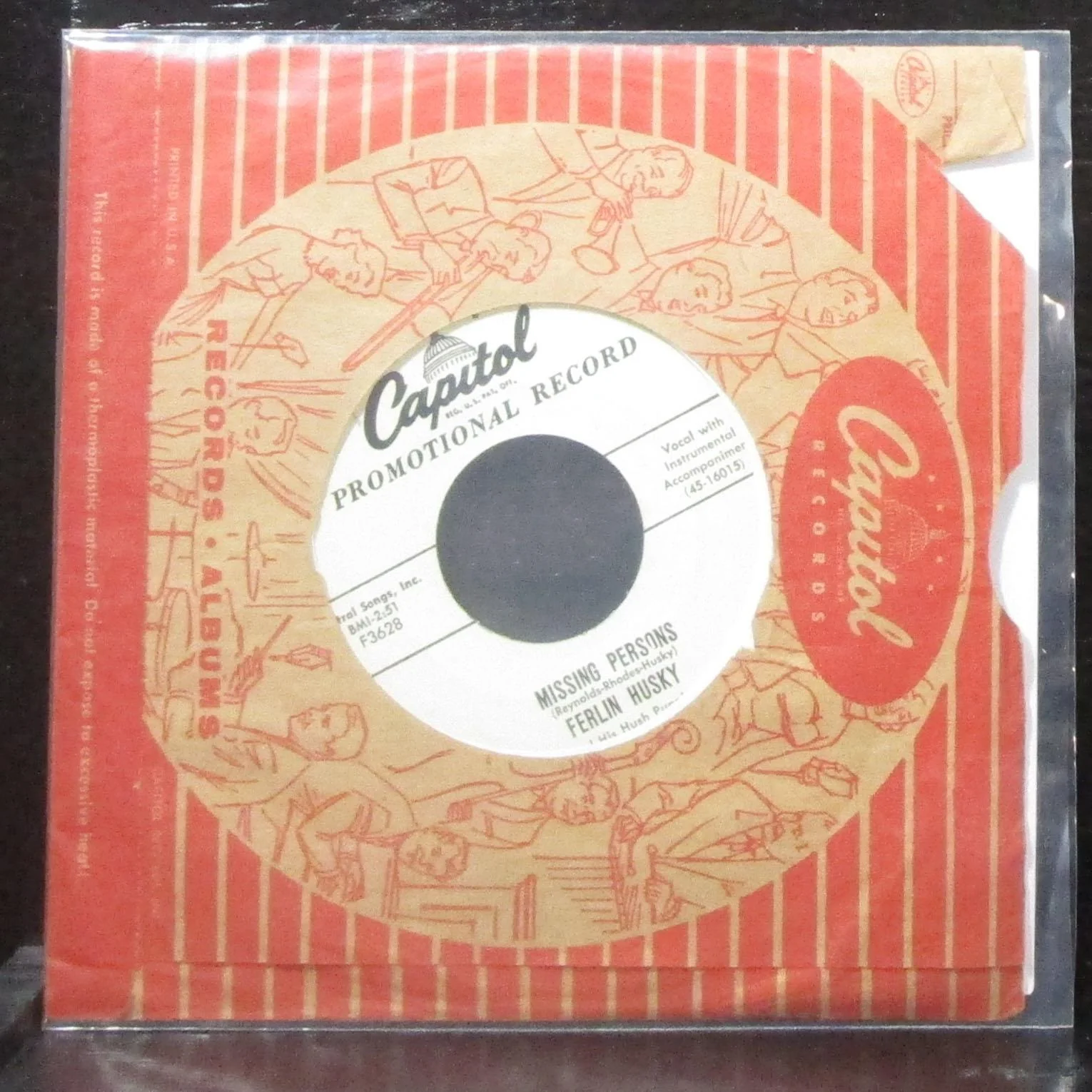 Ferlin Husky - Gone / Missing Persons 7" VG+ Vinyl 45 Capitol F3628 USA 1957 - Image 2