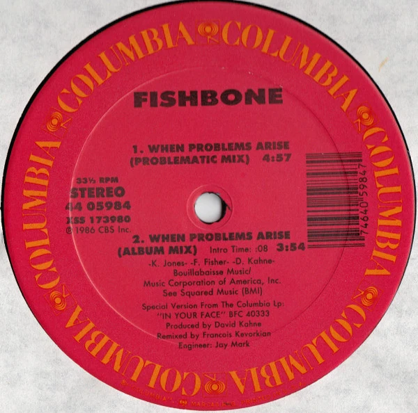 Fishbone - When Problems Arise - Mint- 12" Single Record 1986 Columbia USA Vinyl - Punk / Ska - Image 2