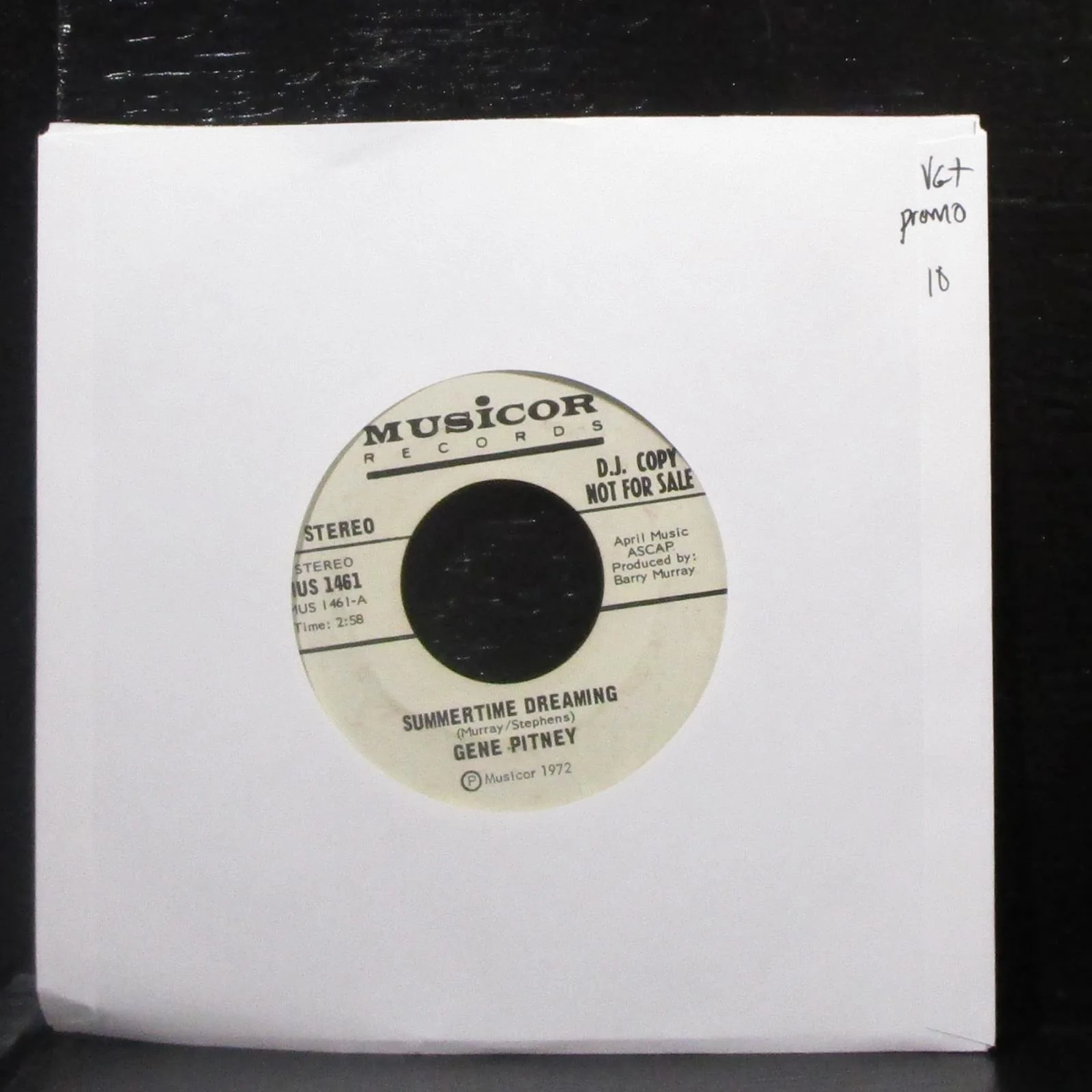 Gene Pitney - Summertime Dreaming / A Thousand Arms 7" VG+ Promo Vinyl 45