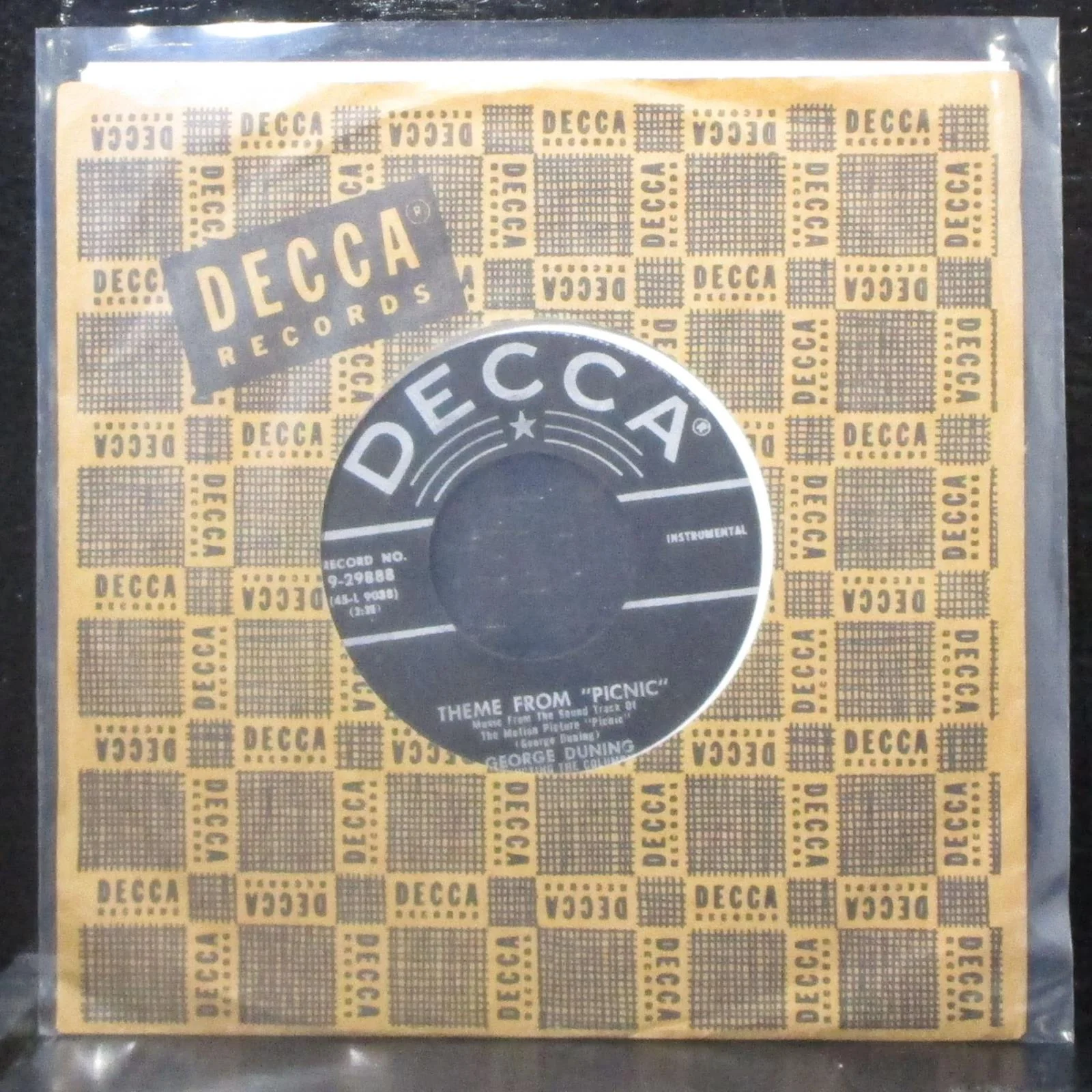 George Duning - Theme From "Picnic" 7" VG+ Vinyl 45 Decca 9-29888 USA 1956