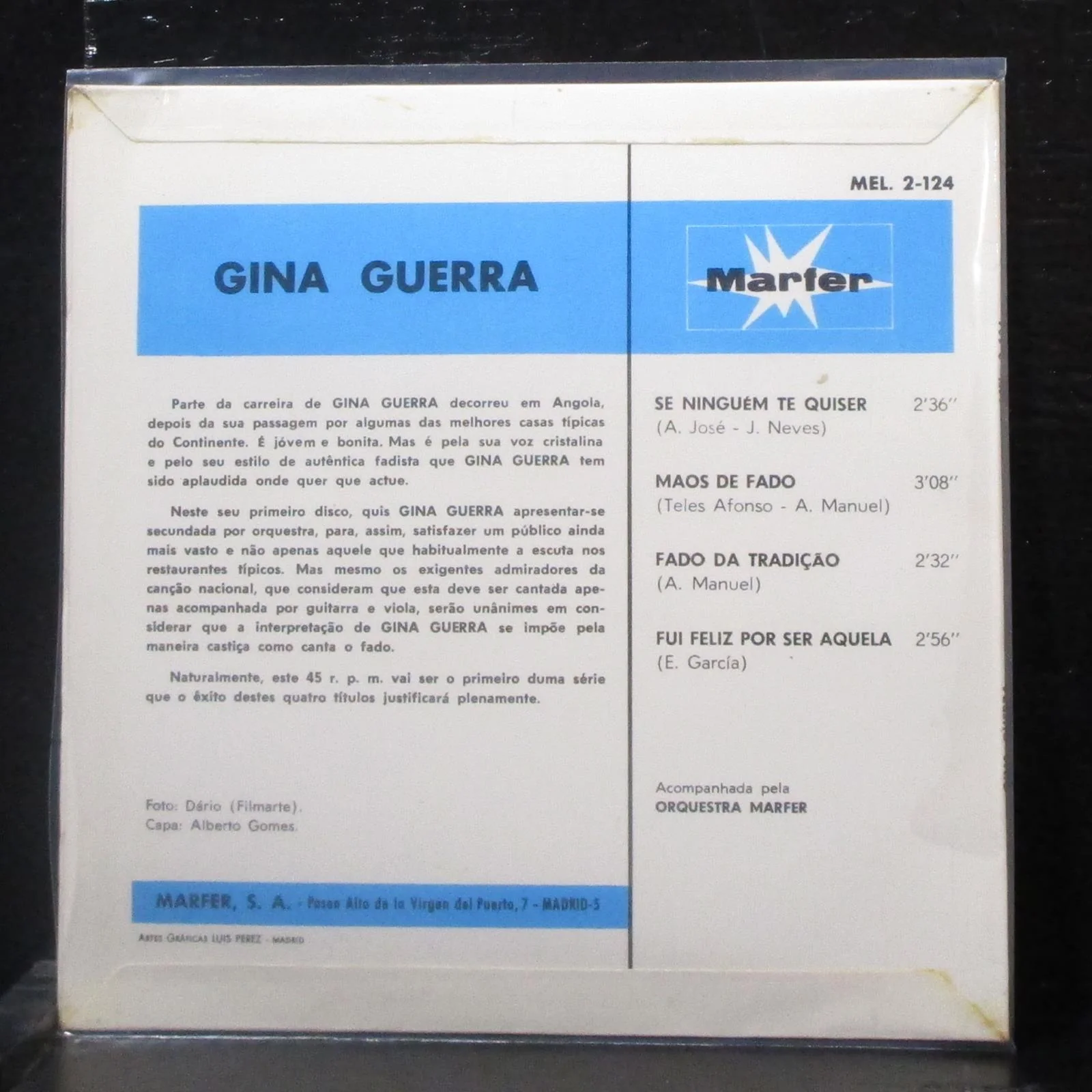 Gina Guerra - Se Ningum Te Quiser EP 7" Mint- Vinyl 45 Marfer MEL.2-124 Spain - Image 2