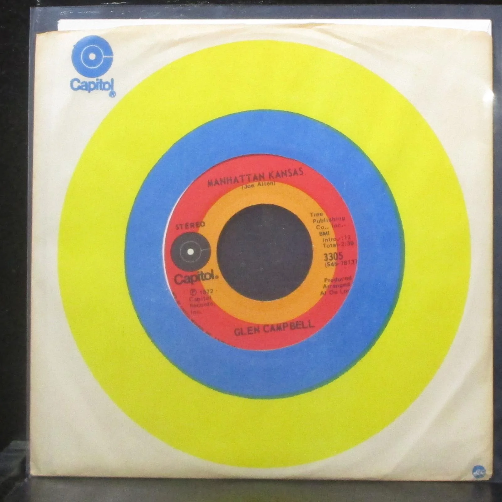 Glen Campbell - Manhattan Kansas / Wayfarin' Stranger 7" Mint- Vinyl 45 Capitol