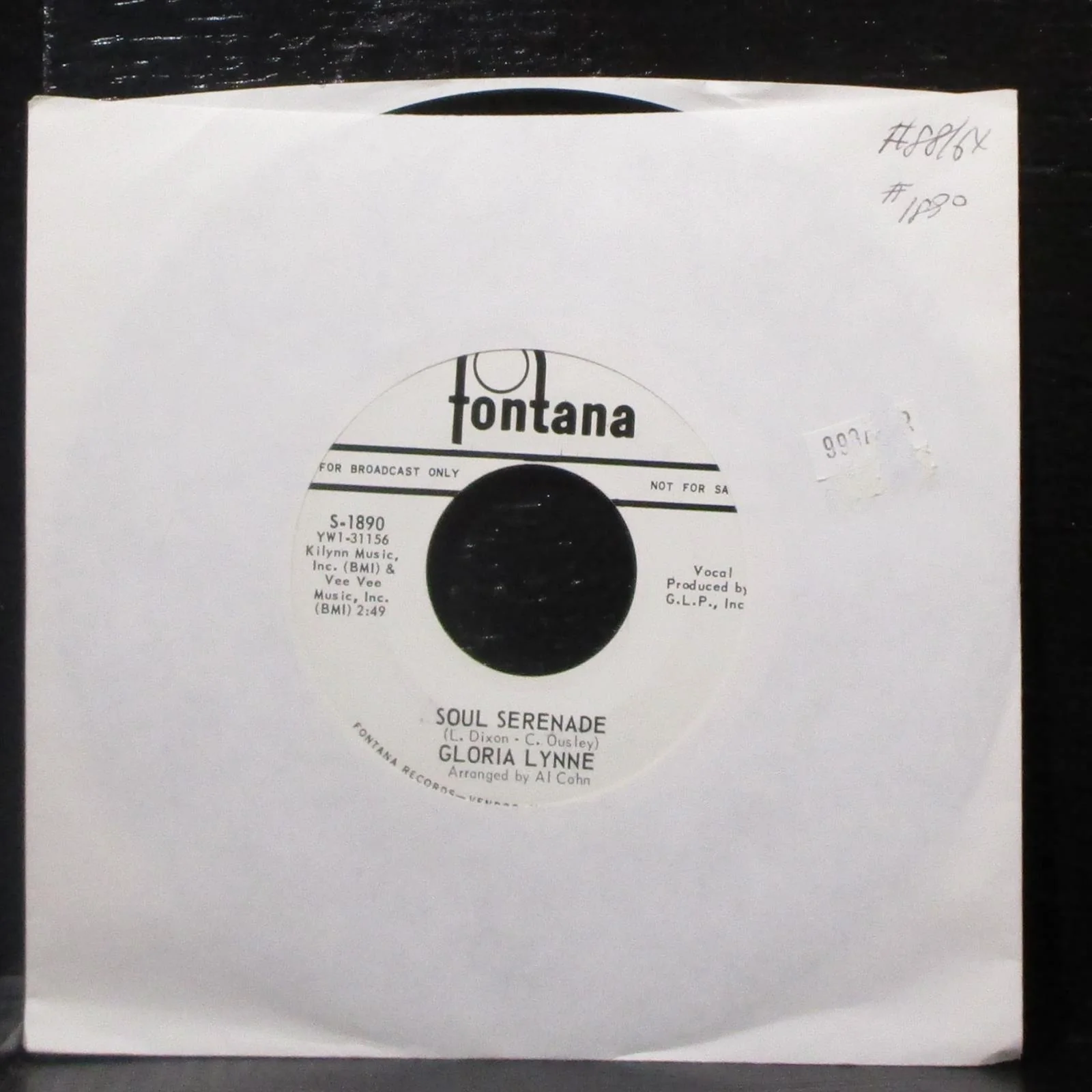 Gloria Lynne - Be Anything / Soul Serenade 7" Mint- Promo Vinyl 45 Fontana - Image 2
