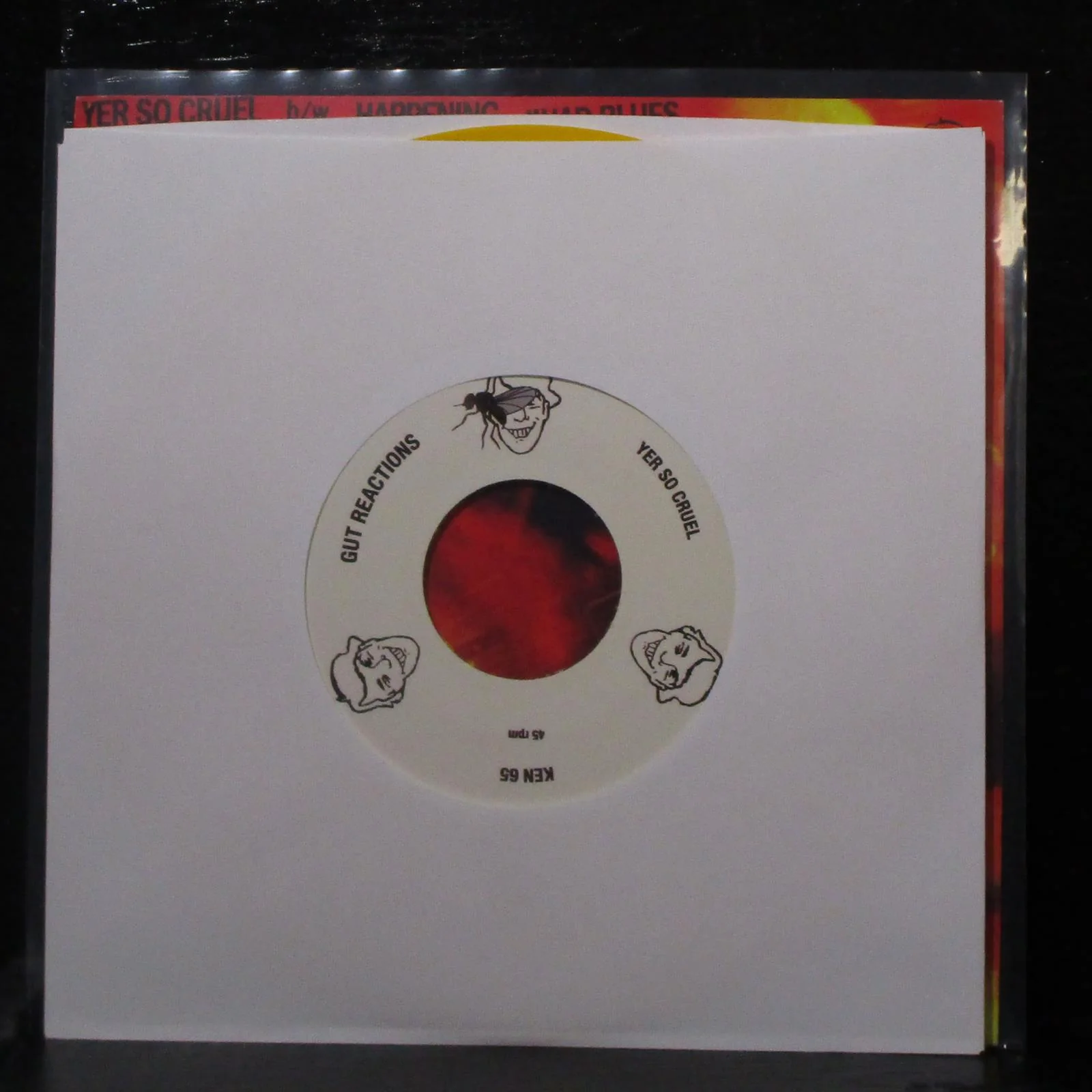 Gut Reatctions - Yer So Cruel EP 7" Mint- New Yellow Vinyl 45 KEN 65 Sweden 2008 - Image 2