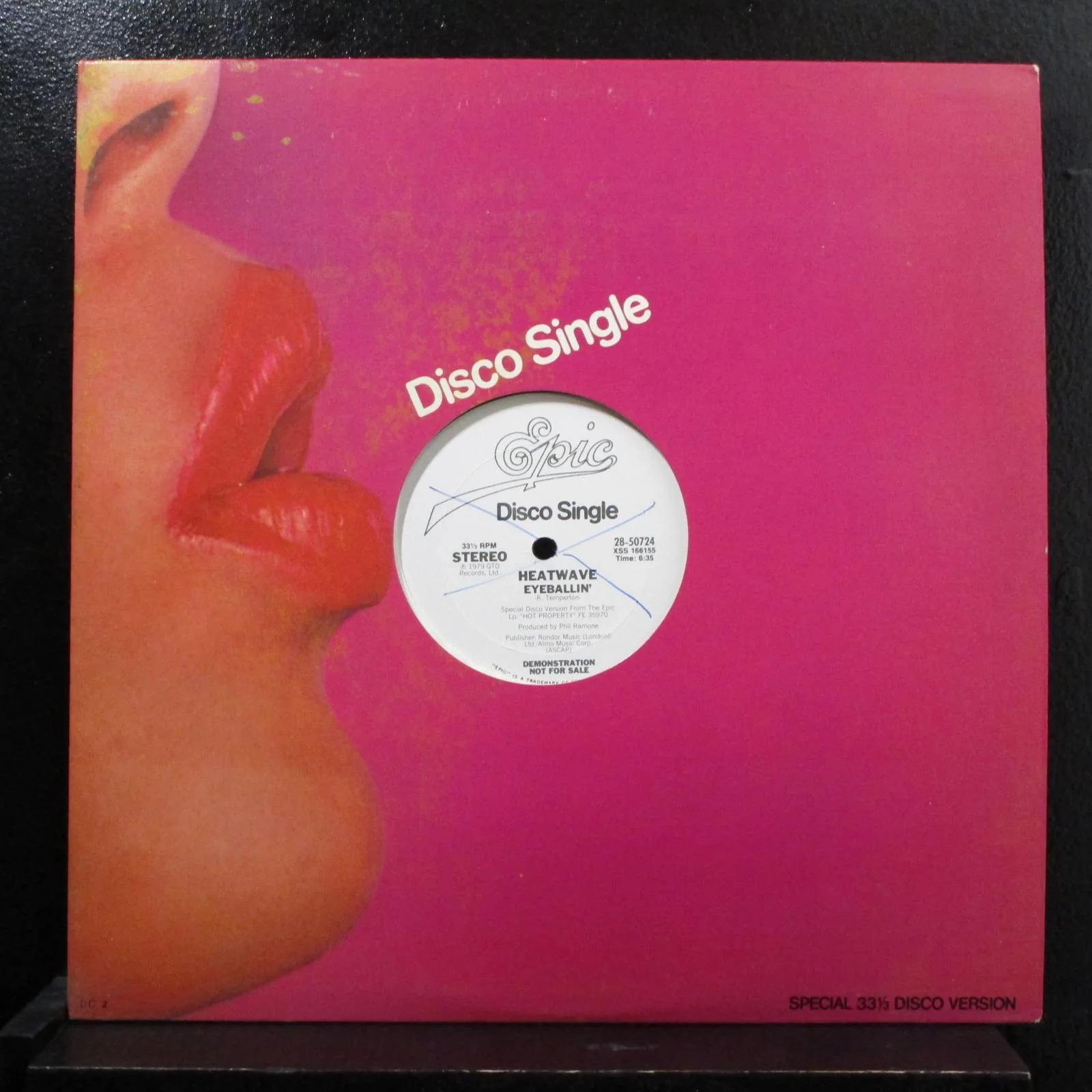 Heatwave - Eyeballin' 12" VG+ 28-50724 Epic White Promo 1979 USA Vinyl Record