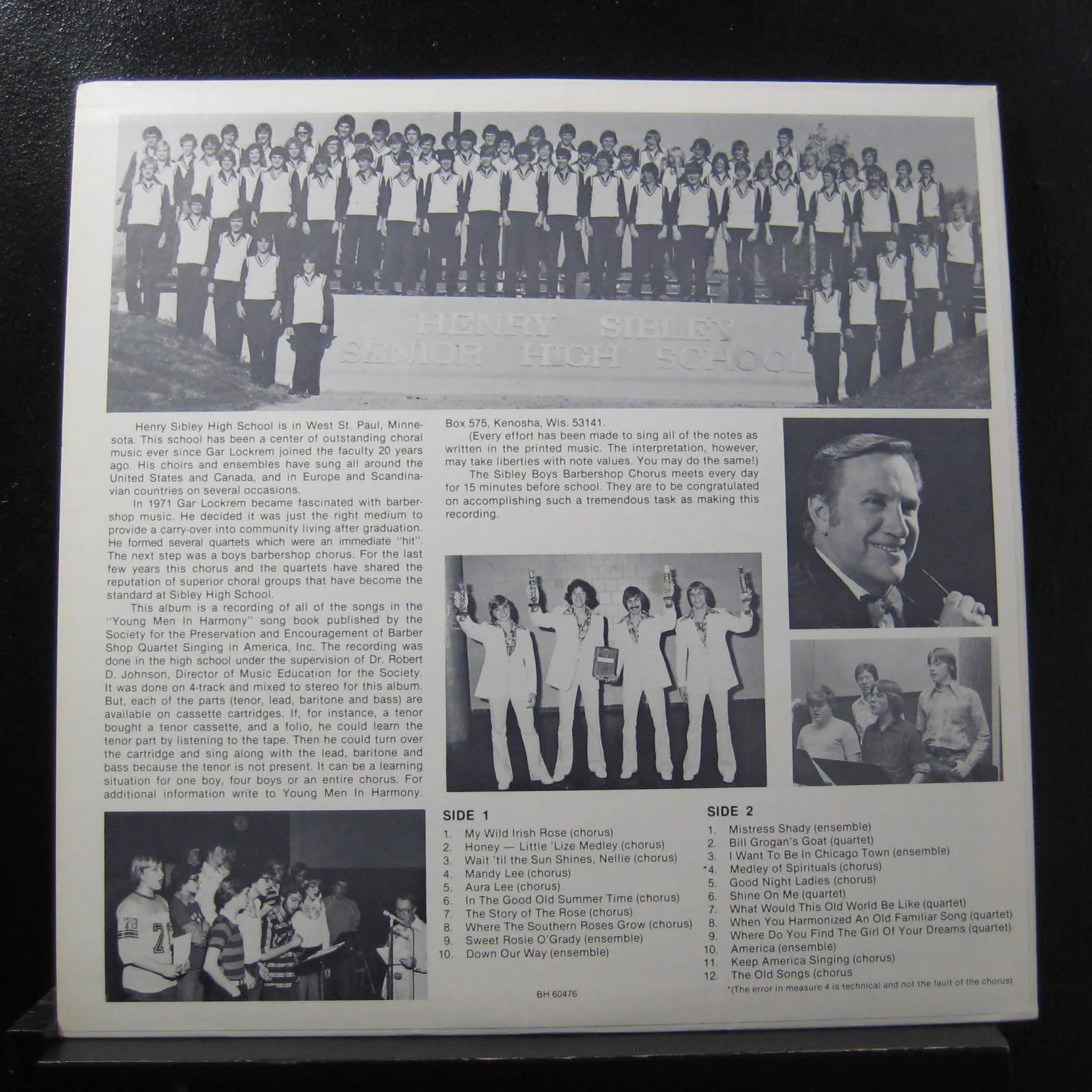 Henry Sibley High Barbershop - Young Men In Harmony LP VG+ BH 60476 Vinyl Record - Image 2