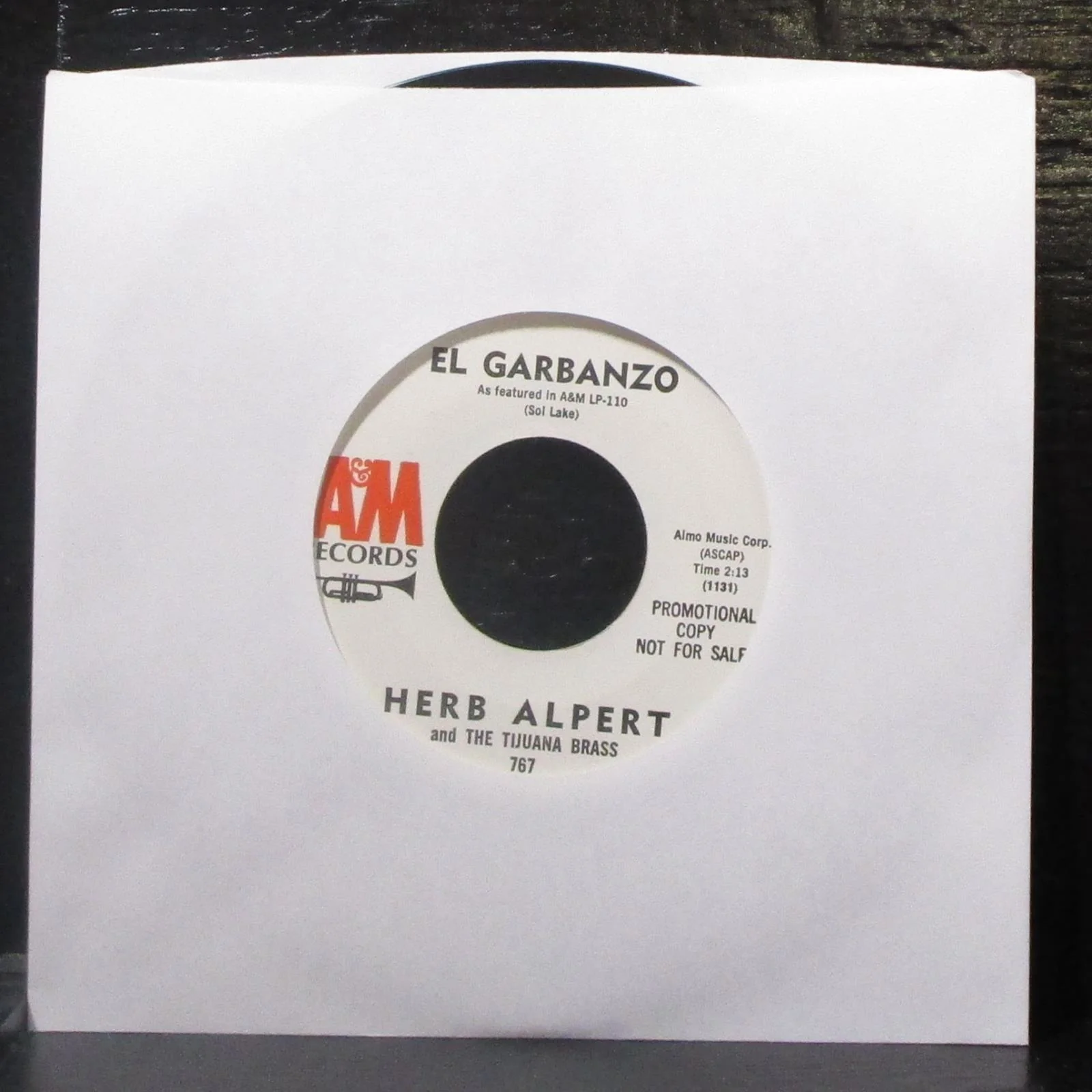 Herb Alpert & Tijuana Brass - Mae / El Garbanzo 7" Mint- Promo Vinyl 45 A&M 767 - Image 2