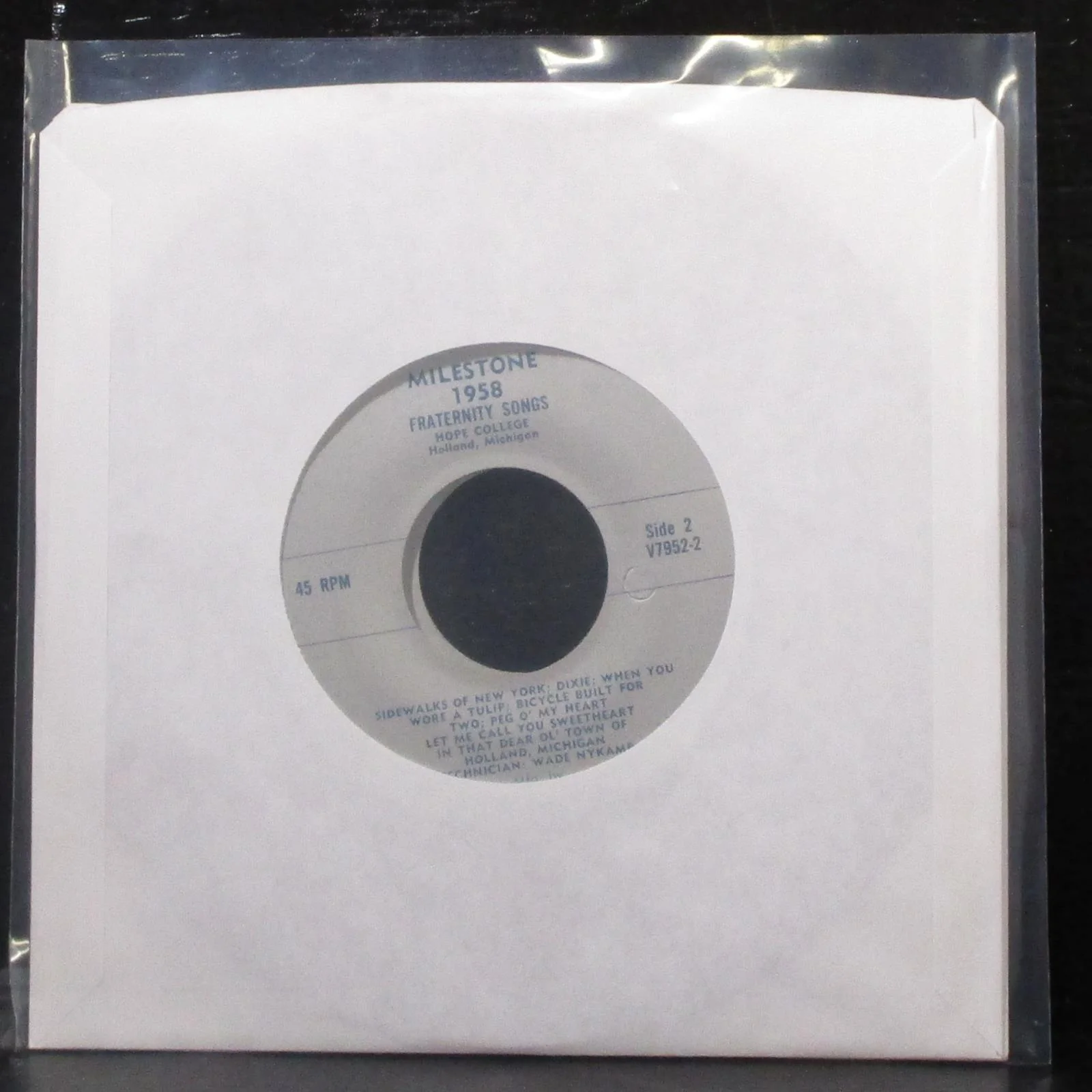 Hope College Milestone 1958 EP 2x7" Mint- Red Vinyl 45 - Image 2