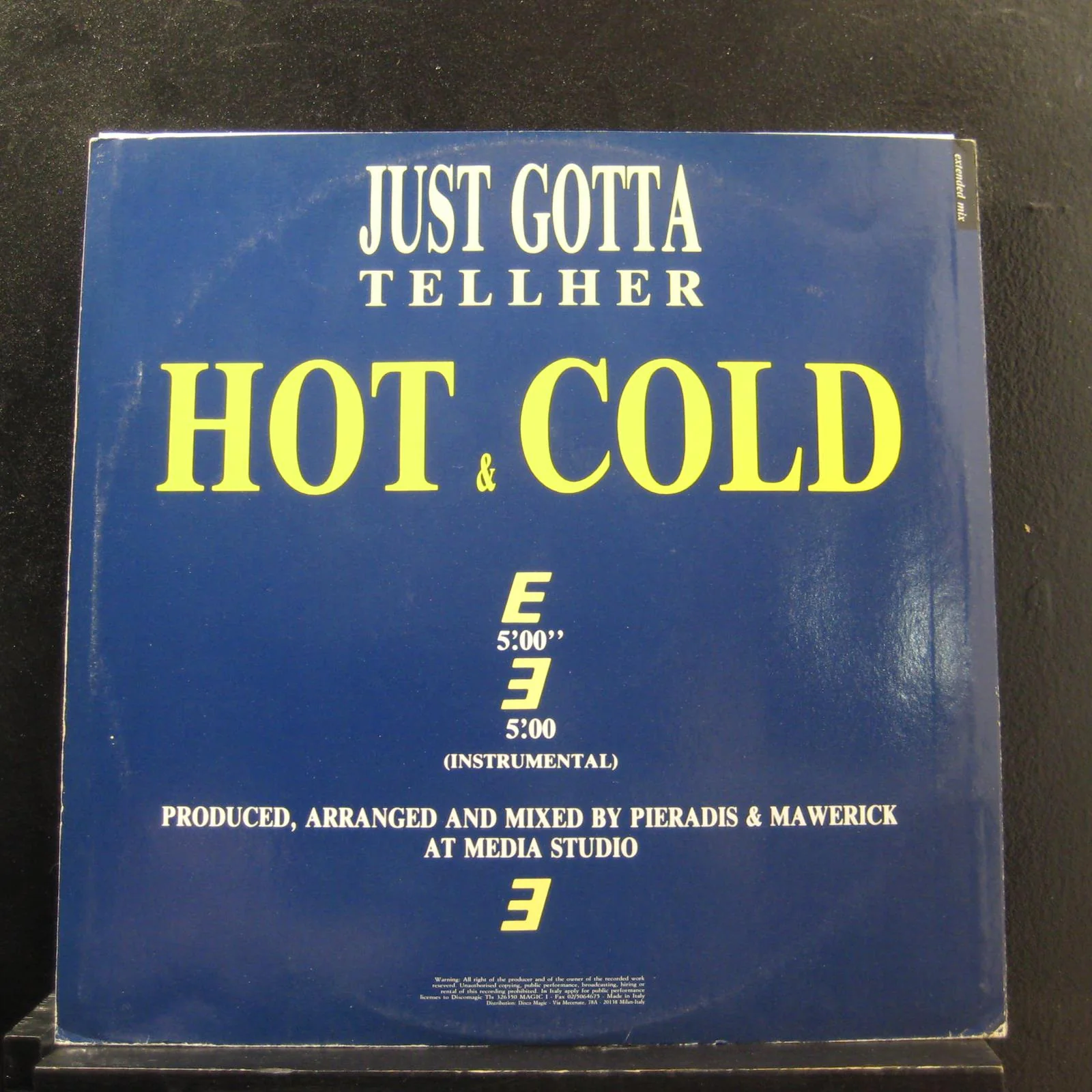 Hot & Cold - Just Gotta Tell Her 12" 45 RPM VG+ LMB 029 Italy Vinyl Record - Image 2